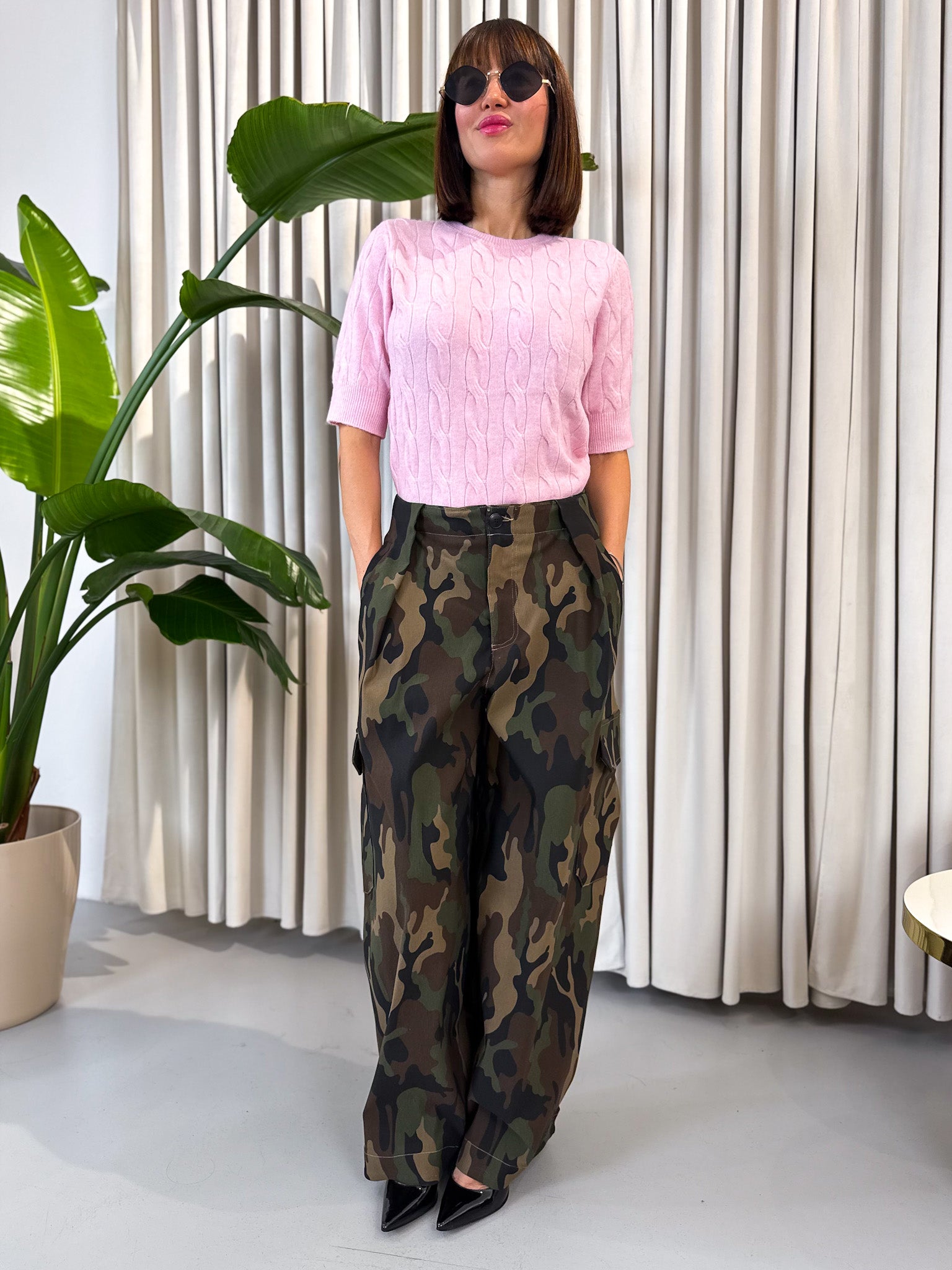 Pantalone balloon mimetico