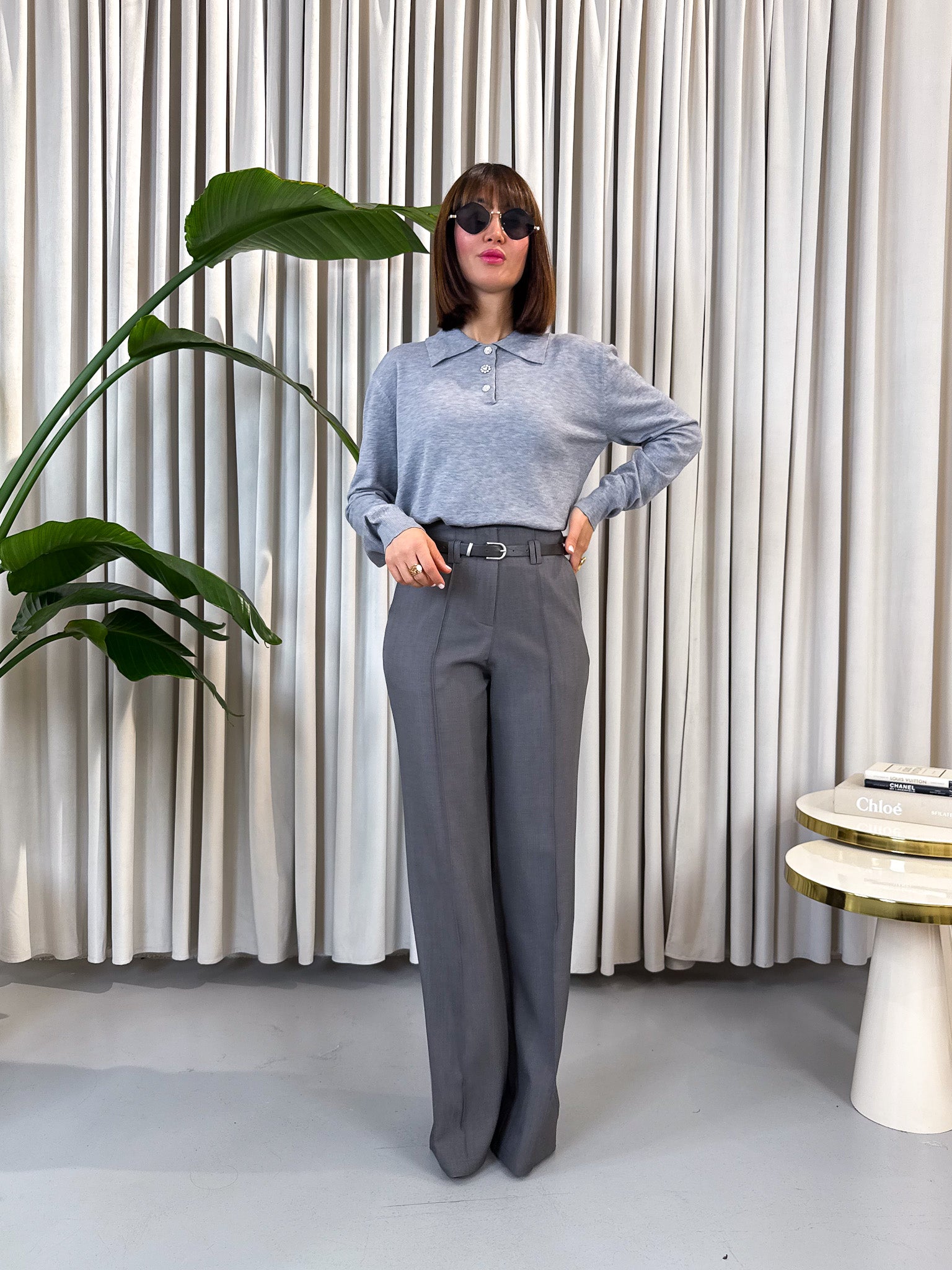 Pullover polo grigio