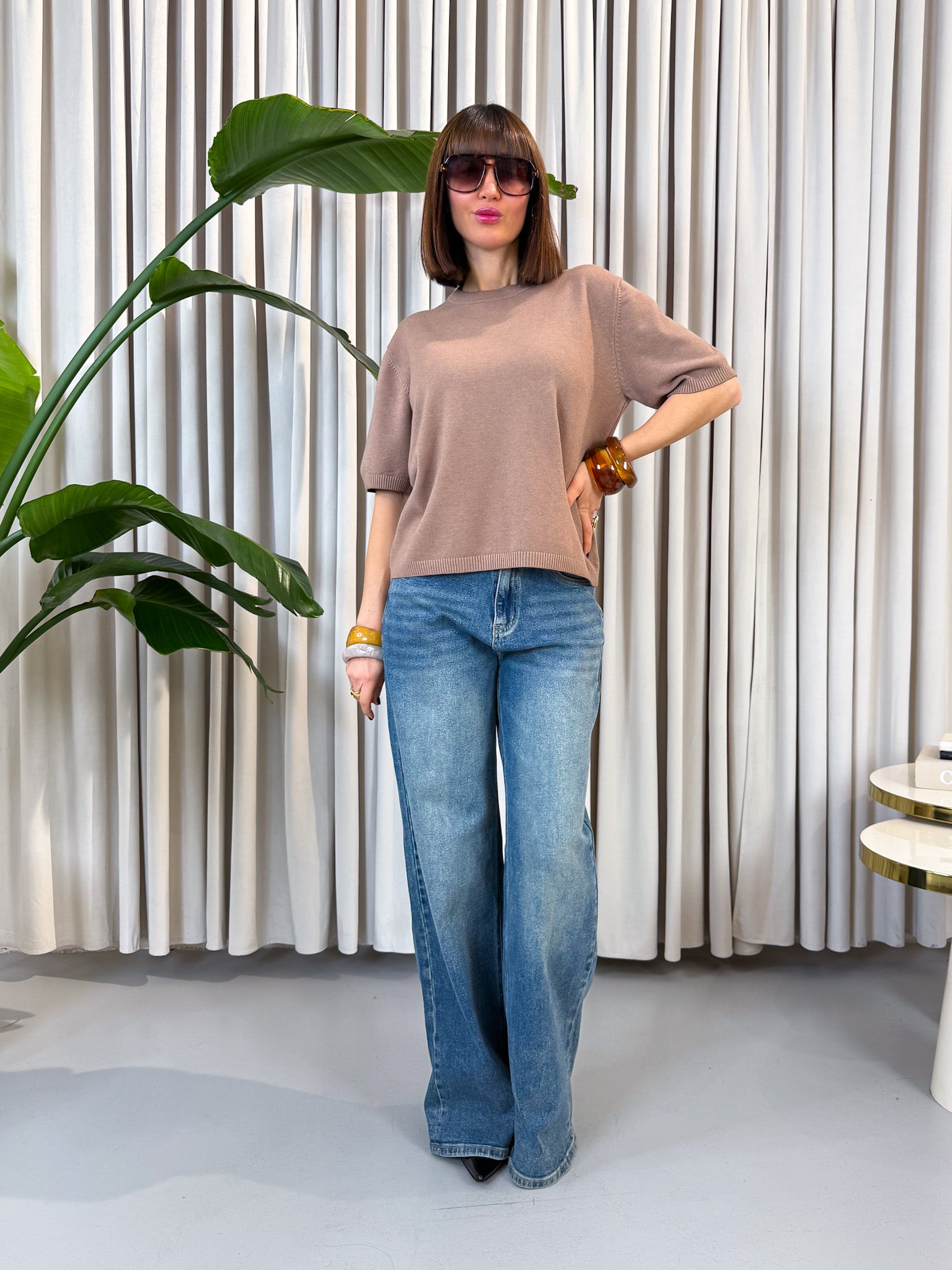 Pullover manica corta biscotto