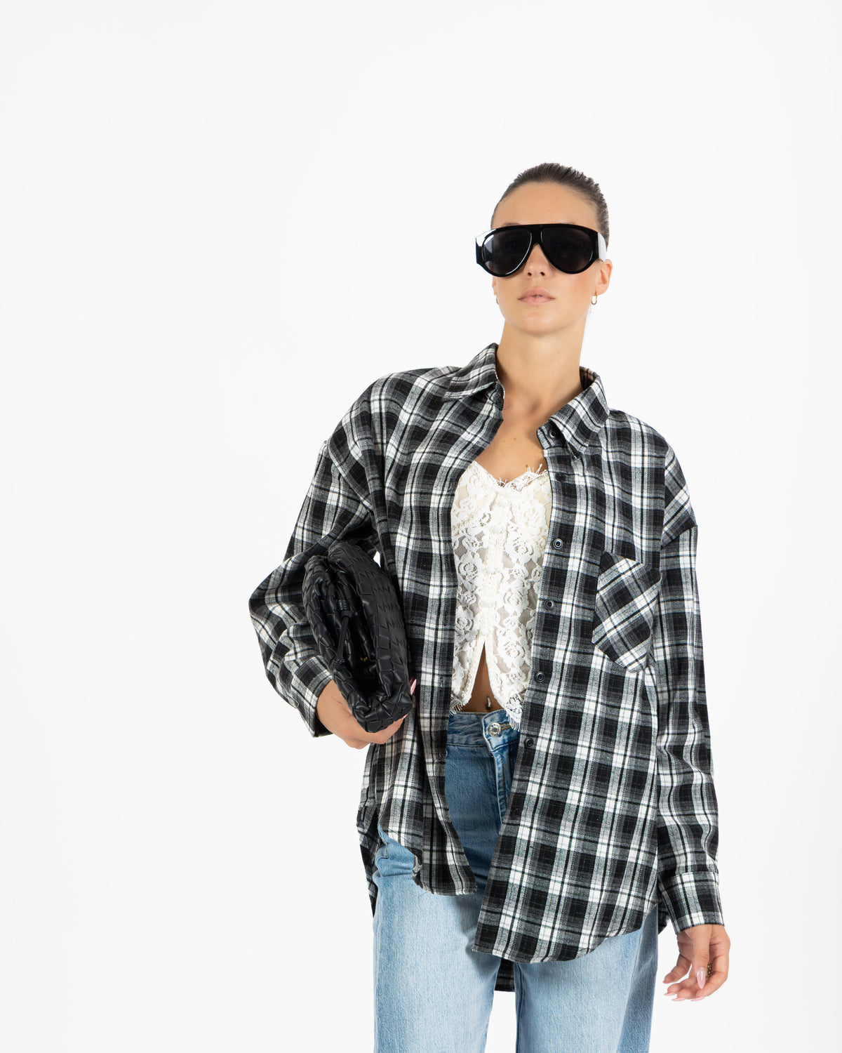 Camicia tartan nera