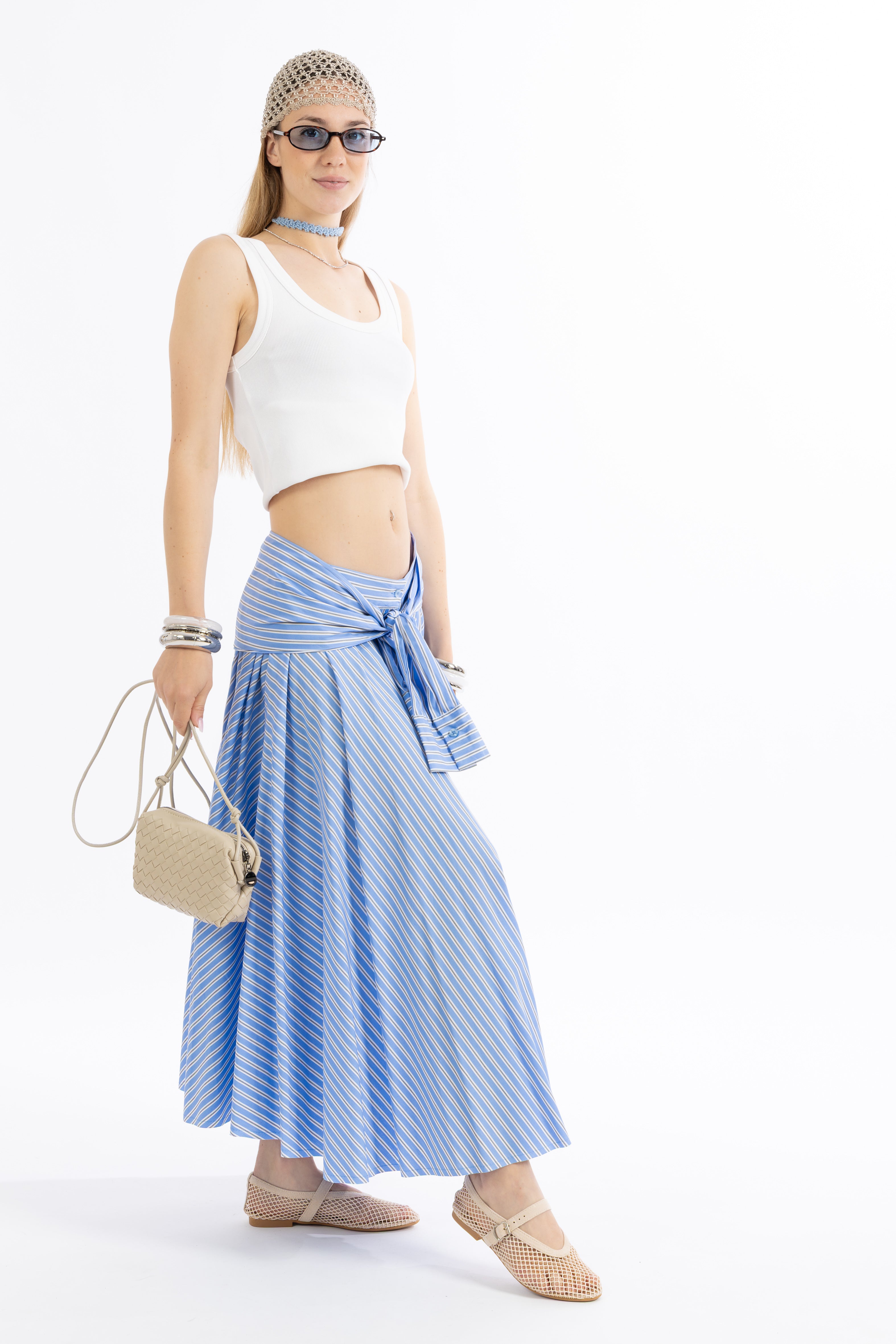 Gonna midi azzurra