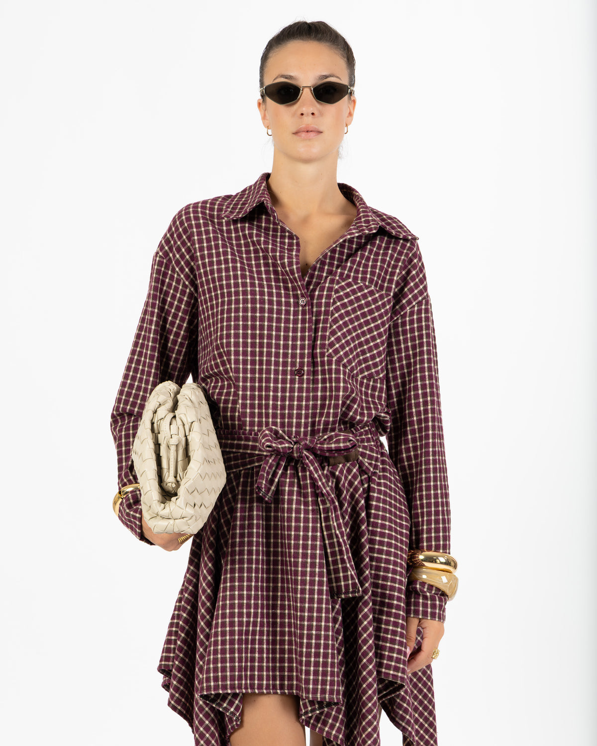 Camicia quadri bordeaux