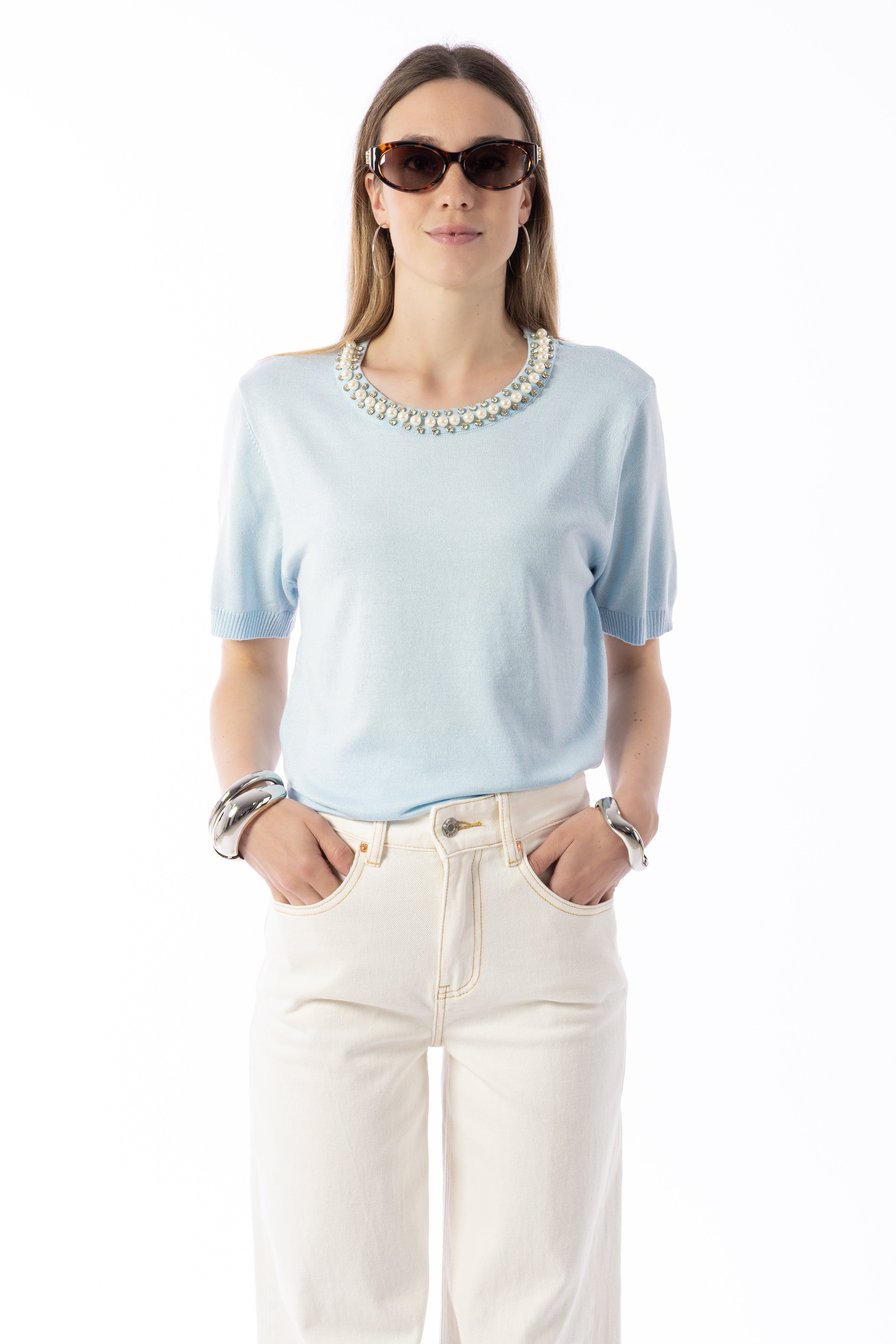Maglia in filo con strass
