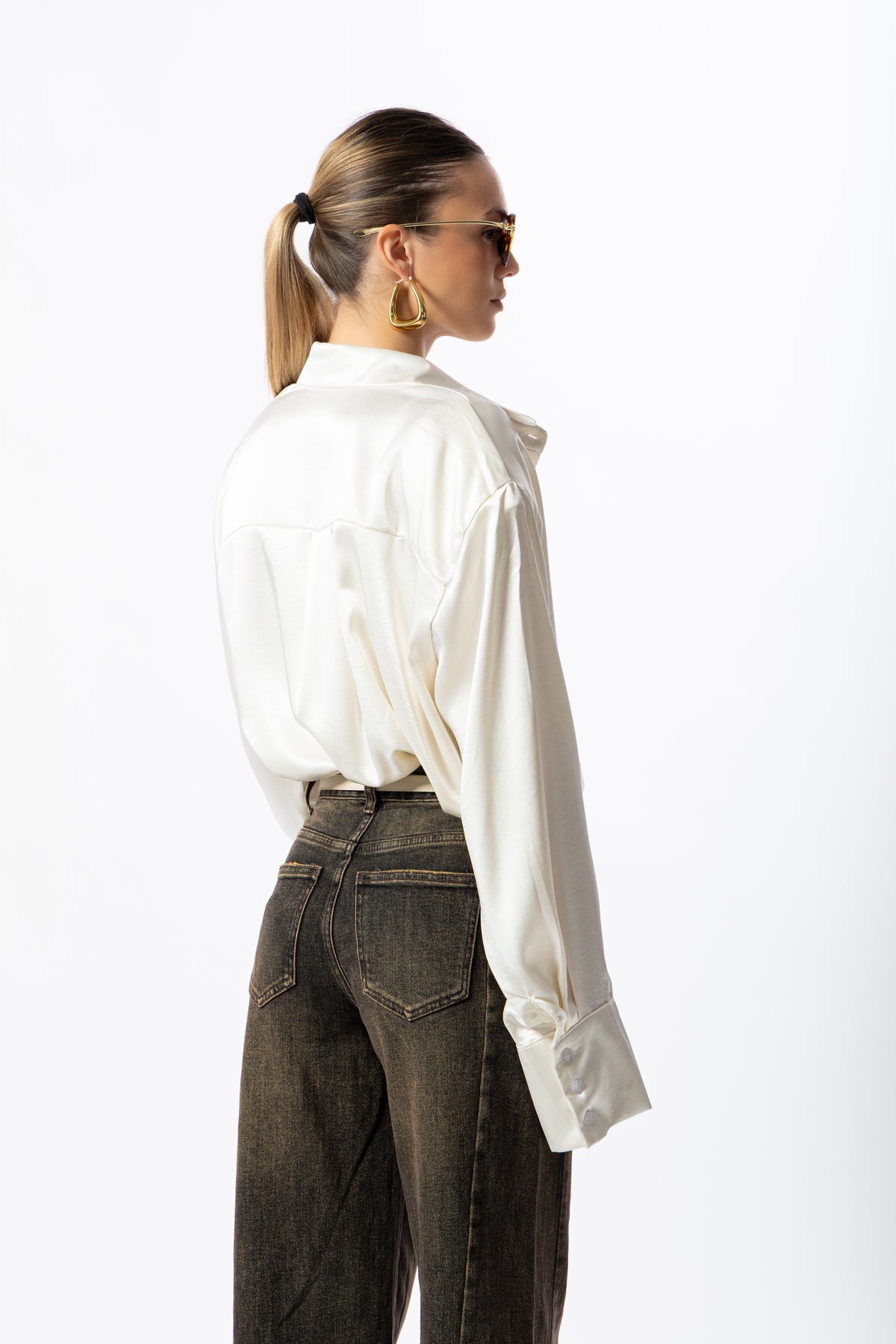 Camicia over raso champagne