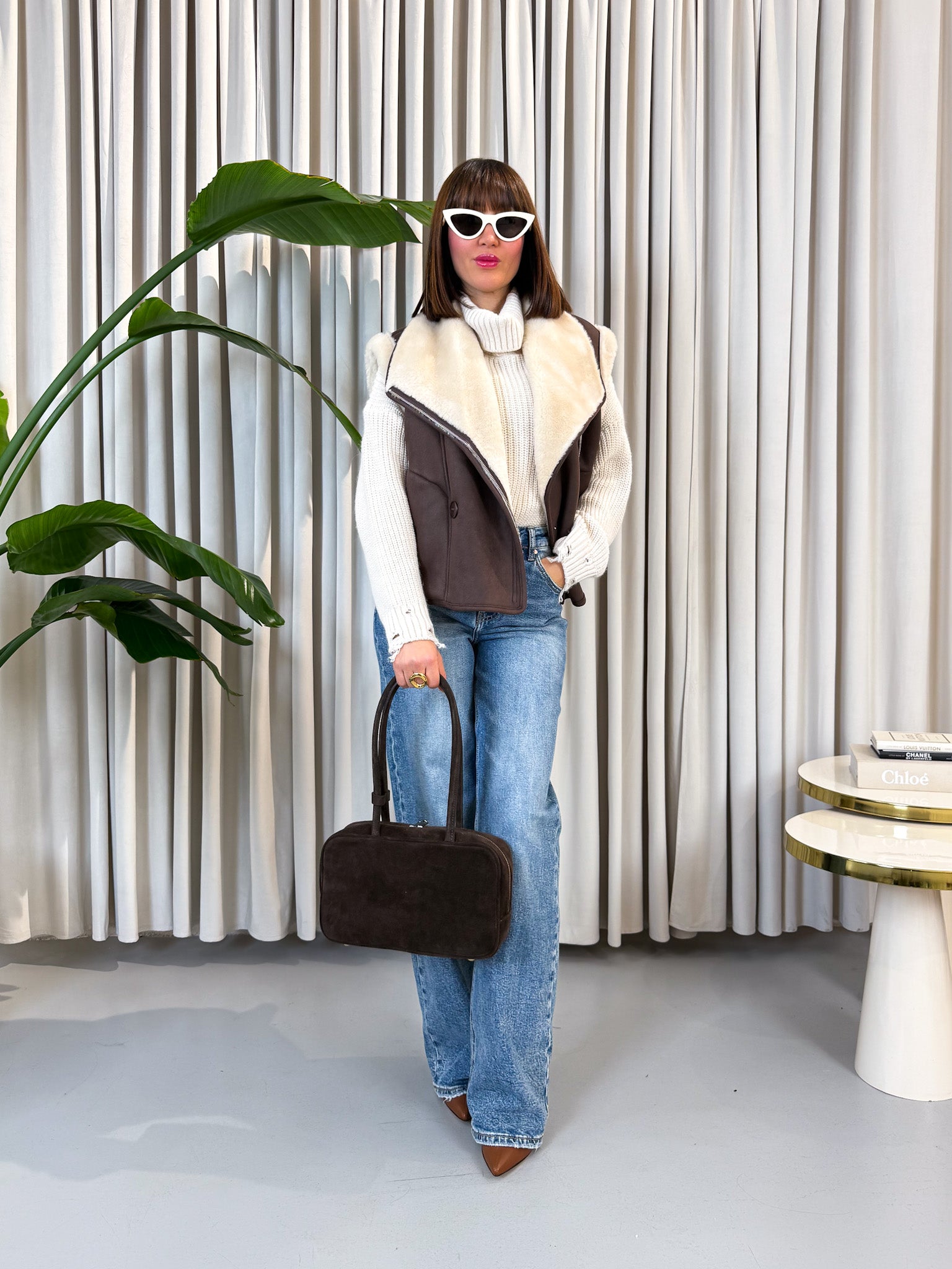 Gilet eco montone marrone