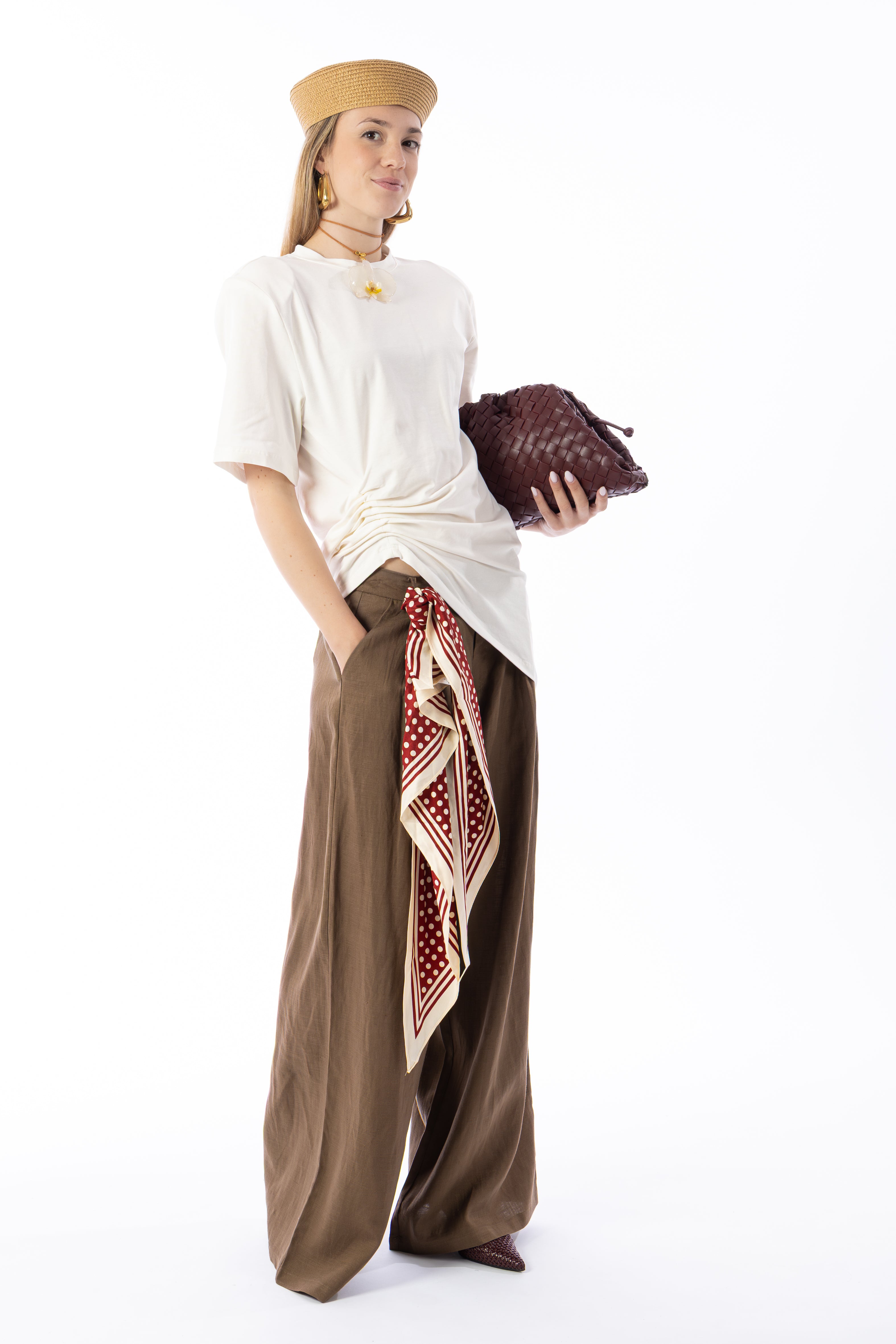 Pantalone lino biscotto