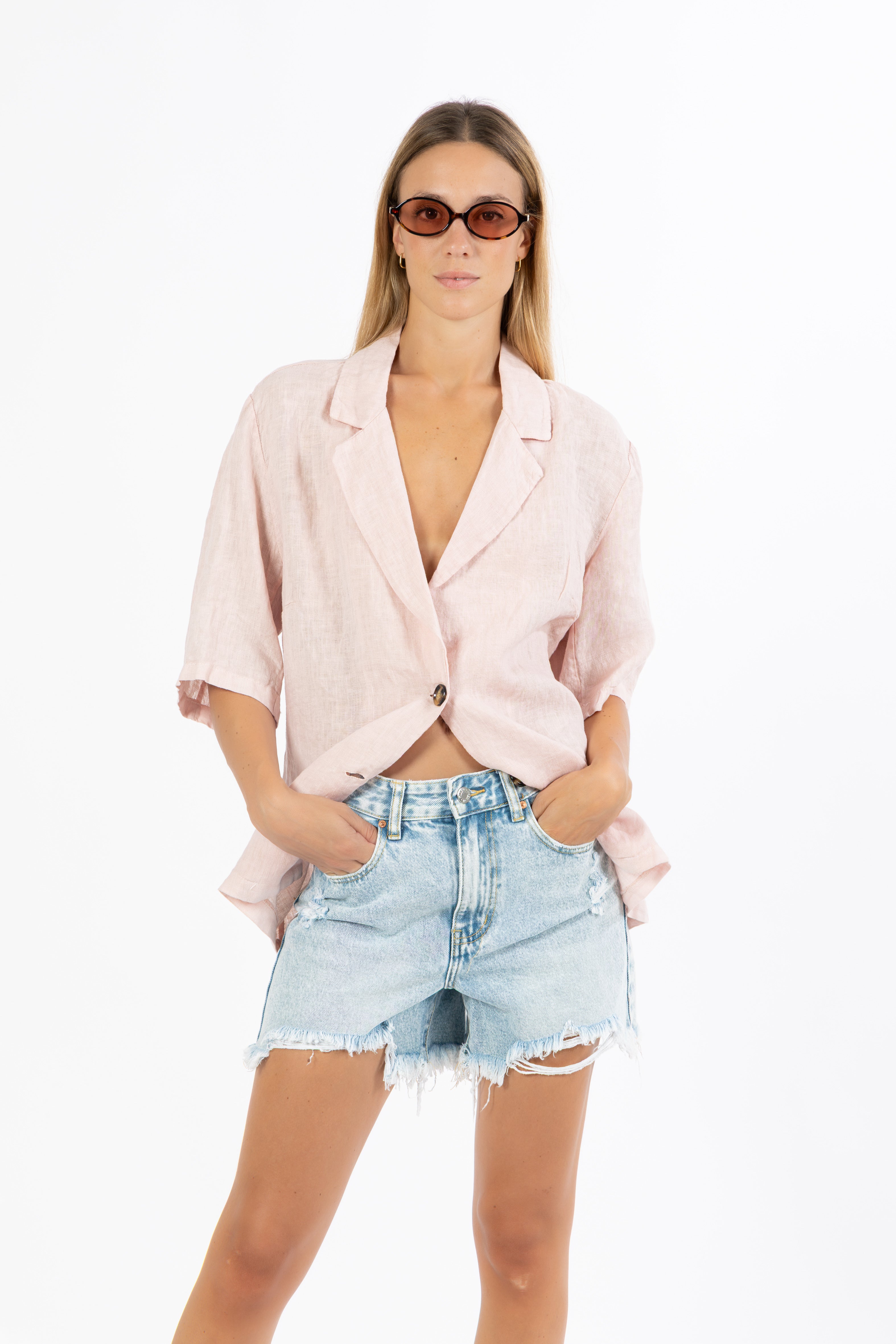 Giacca lino rosa