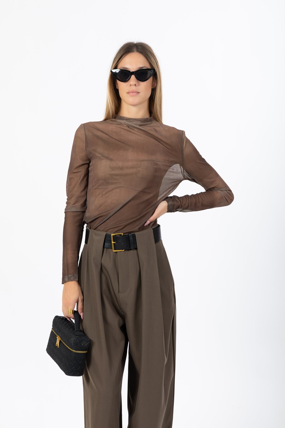 Maglia tulle khaki