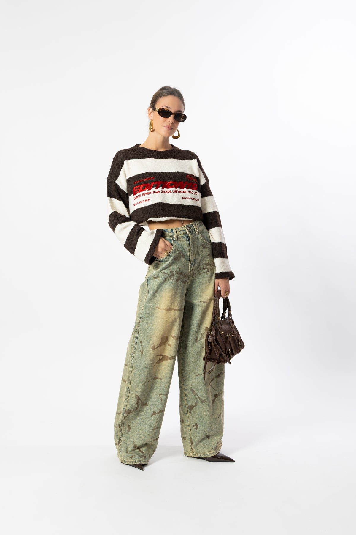Jeans chiaro balloon effetto camouflage
