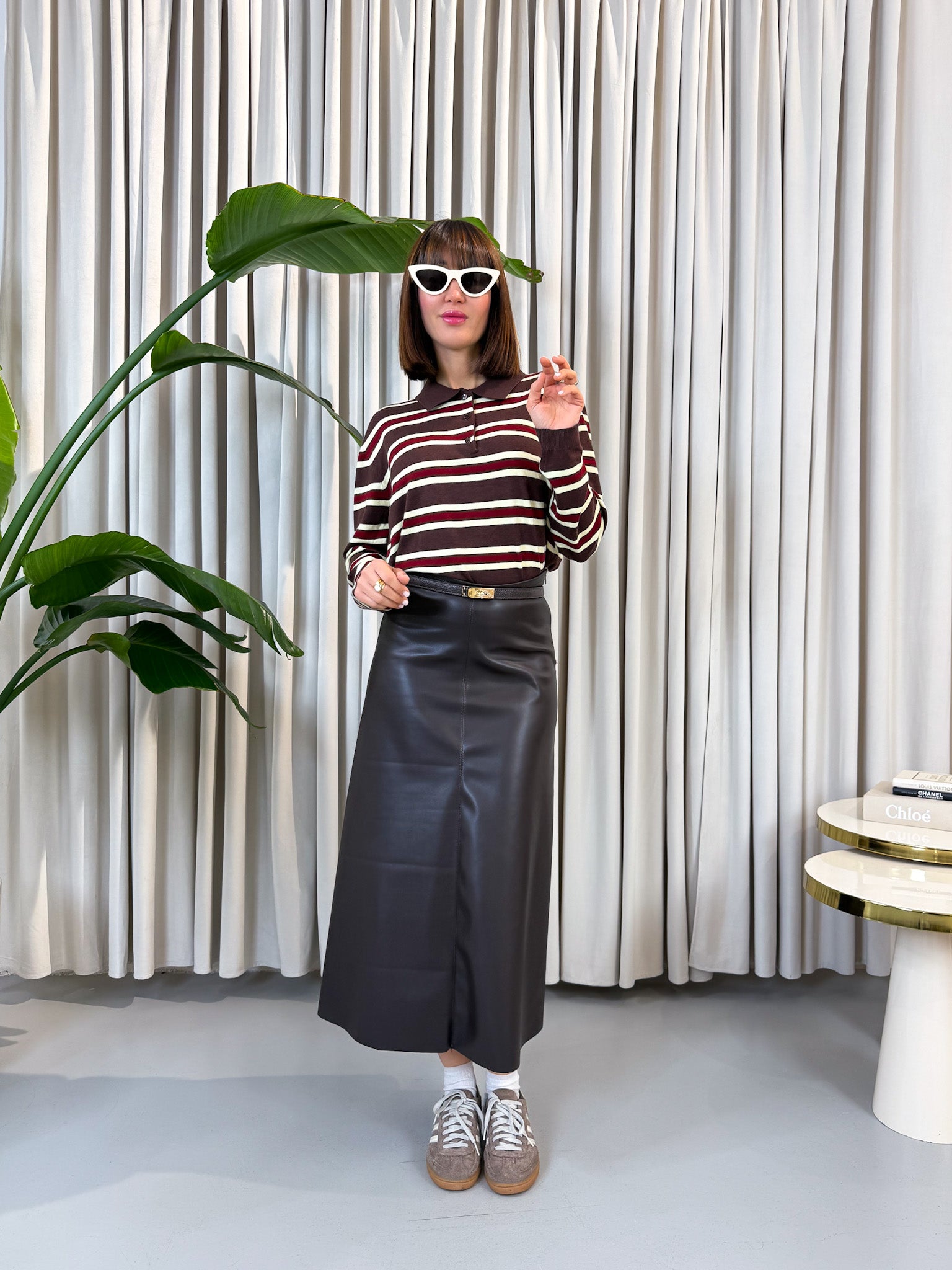 Gonna simil pelle marrone