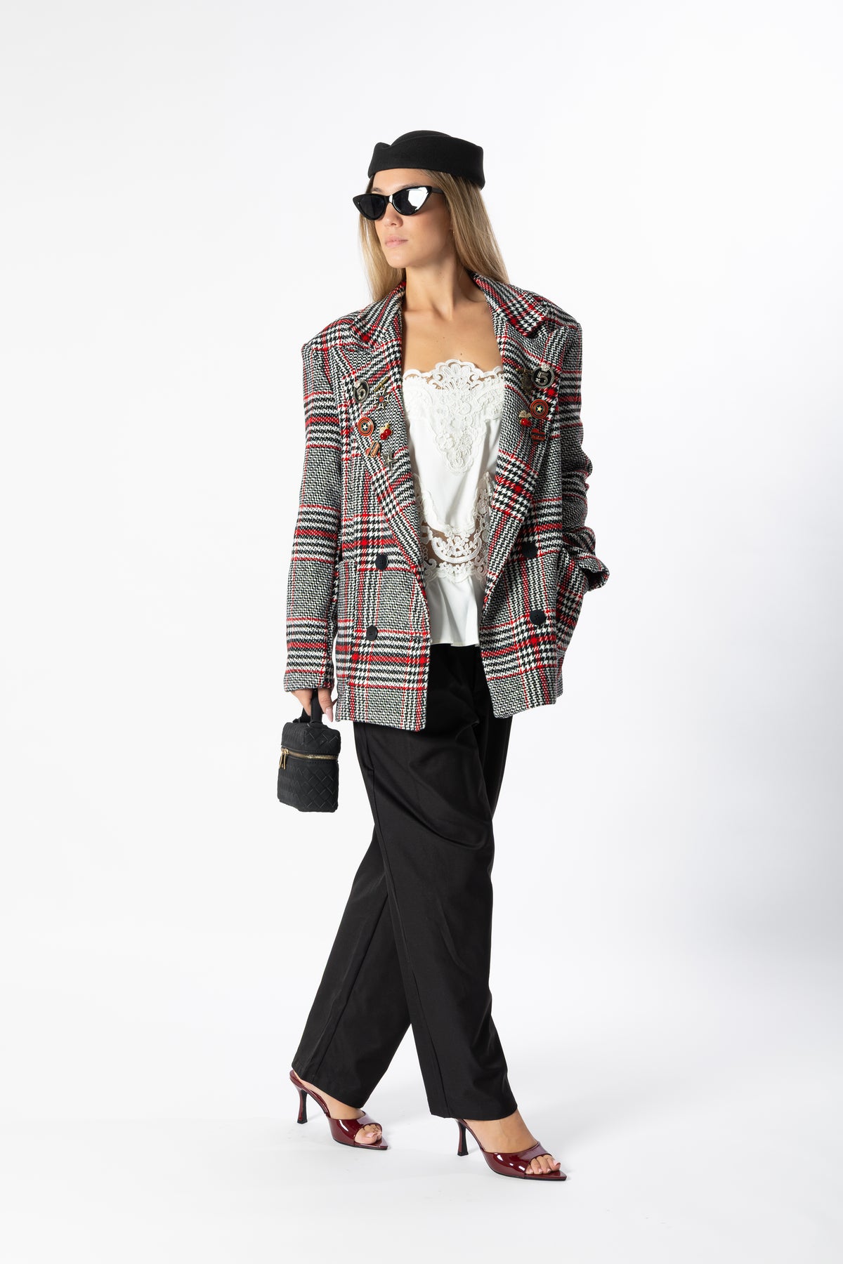 Blazer tartan rosso