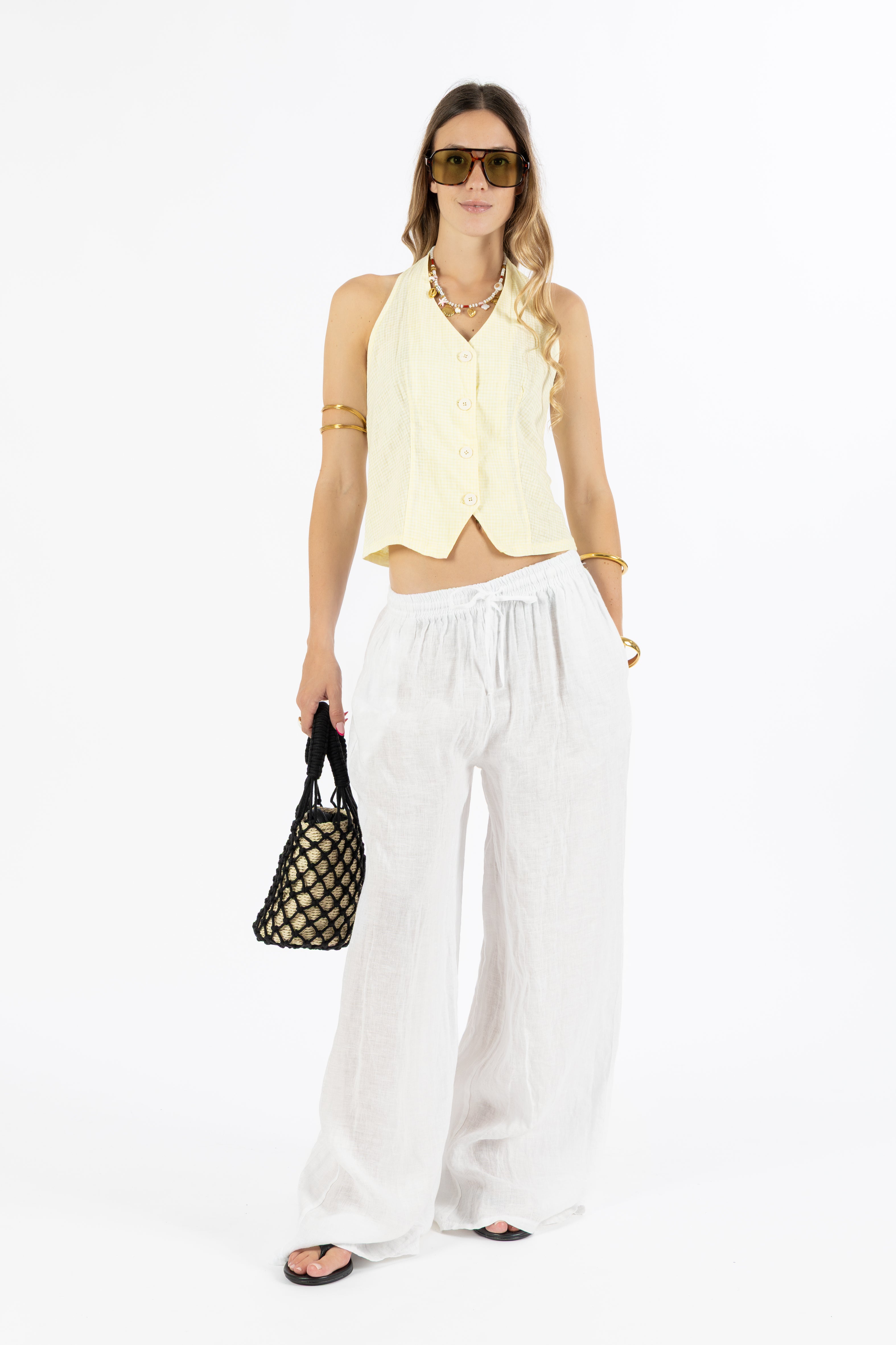 Top vichy giallo