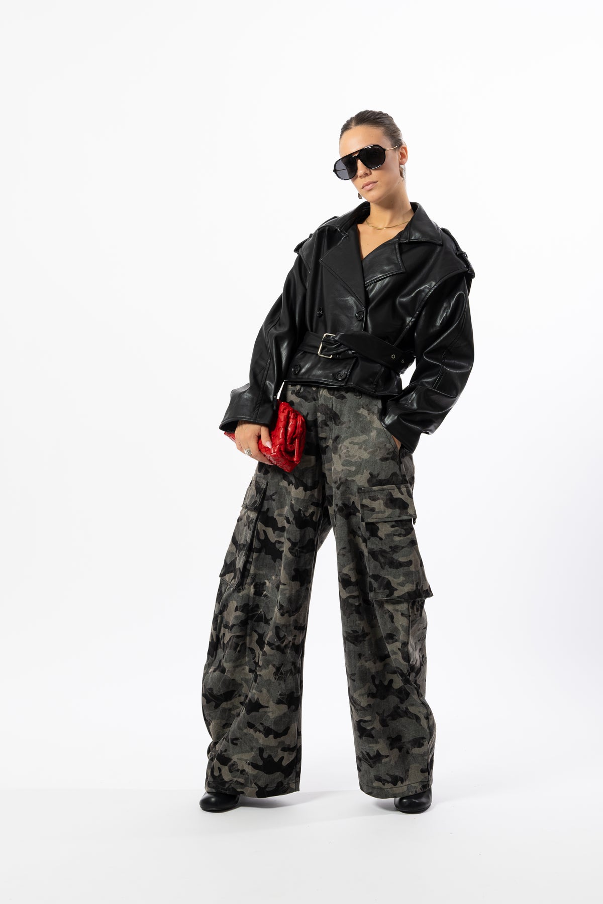 Jeans camouflage nero