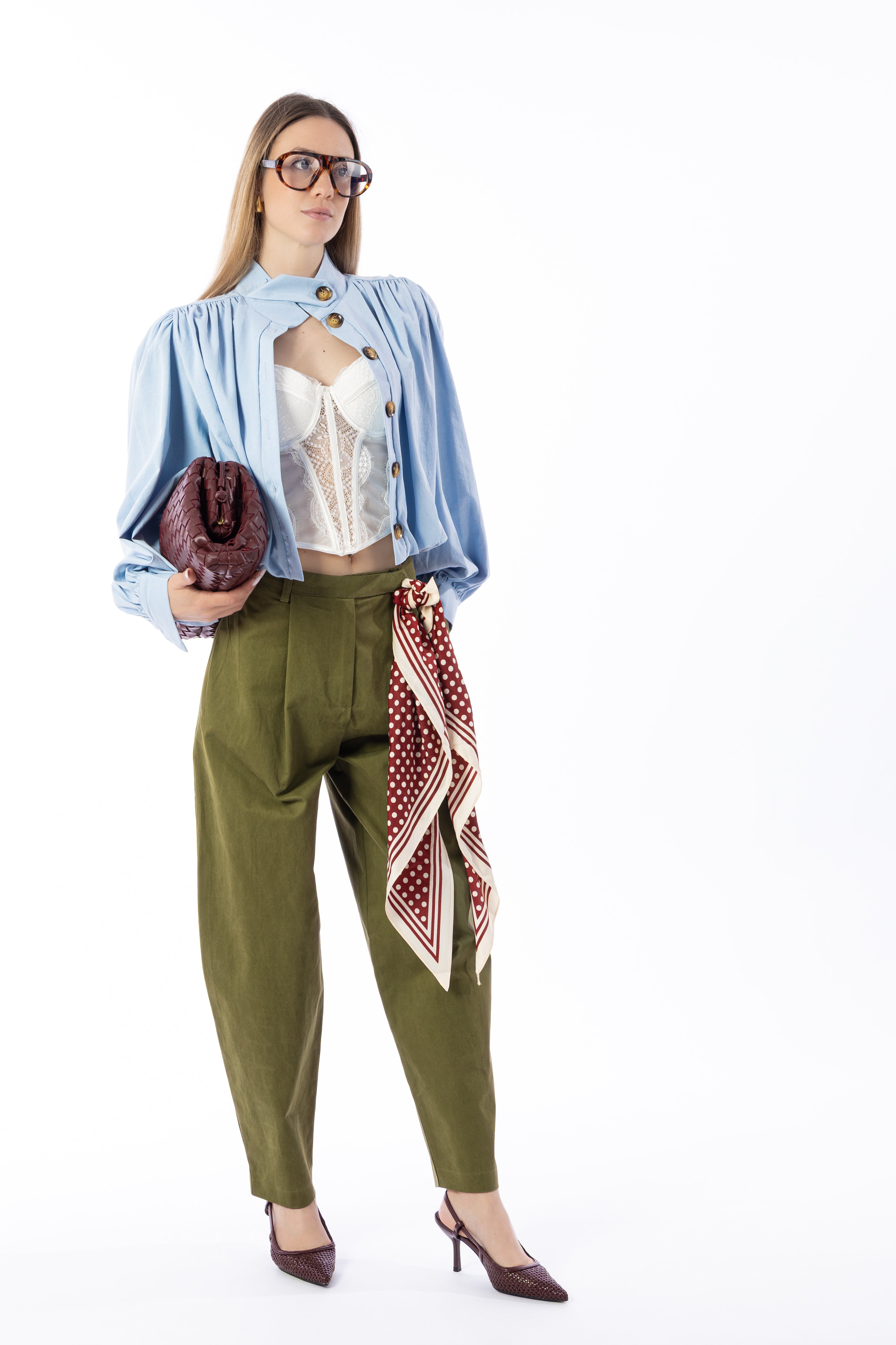 Blusa crop azzurra