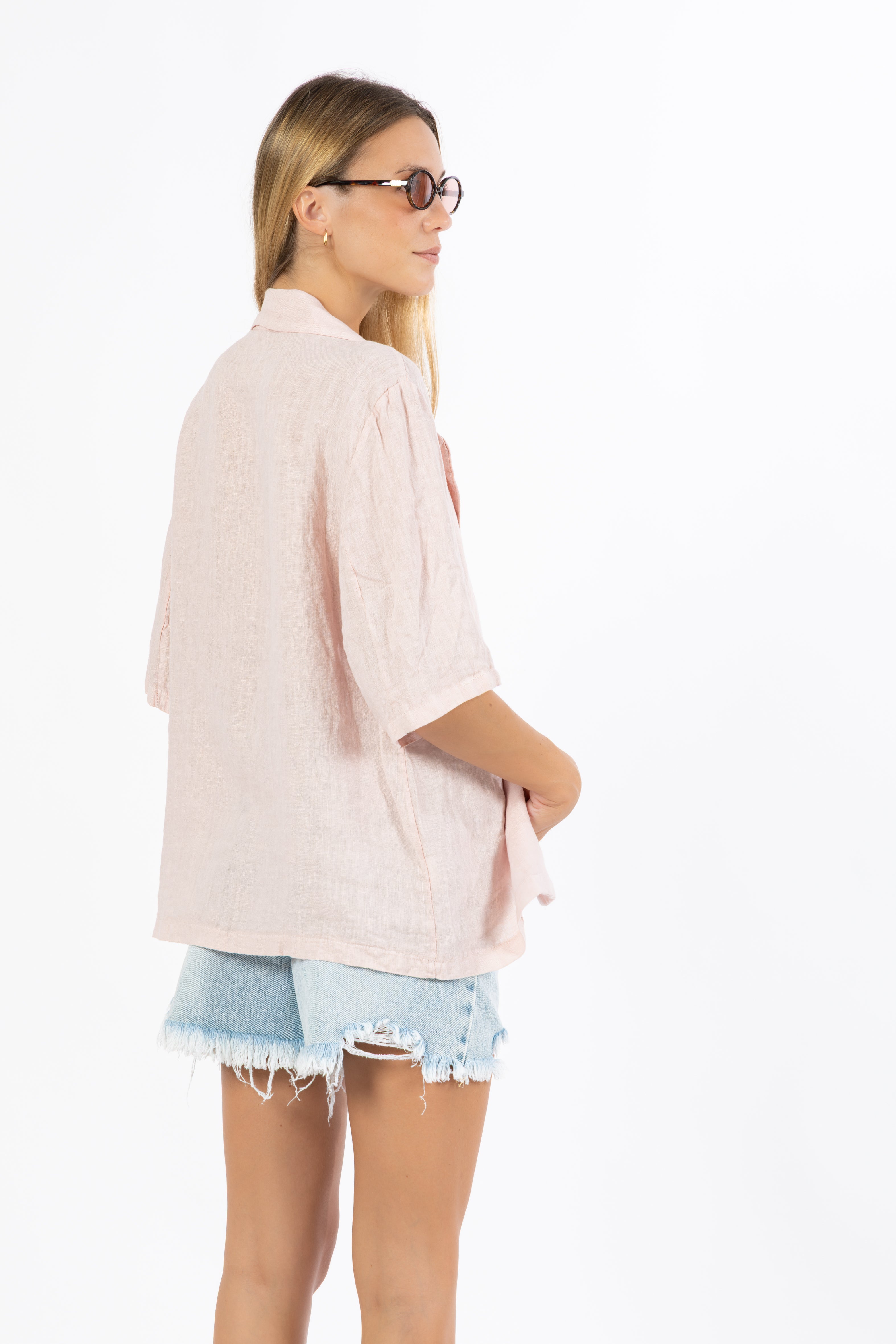 Giacca lino rosa