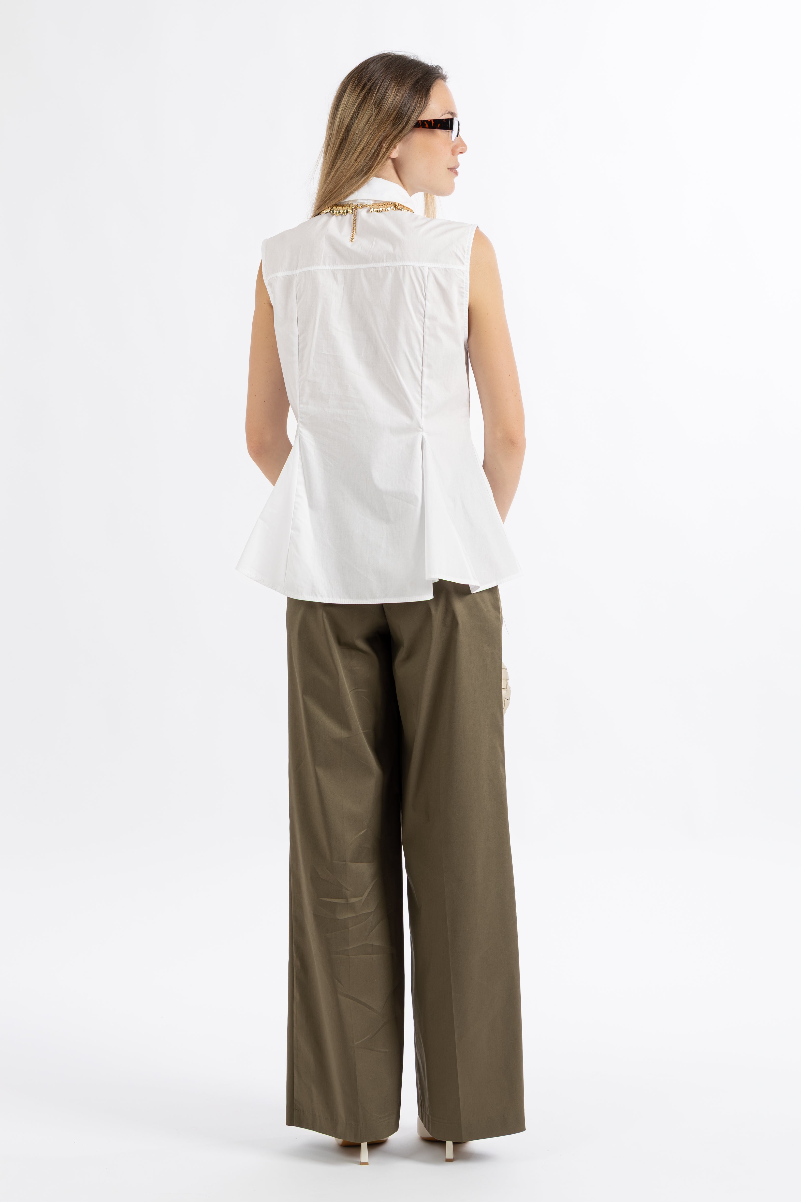 Pantalone verde popeline
