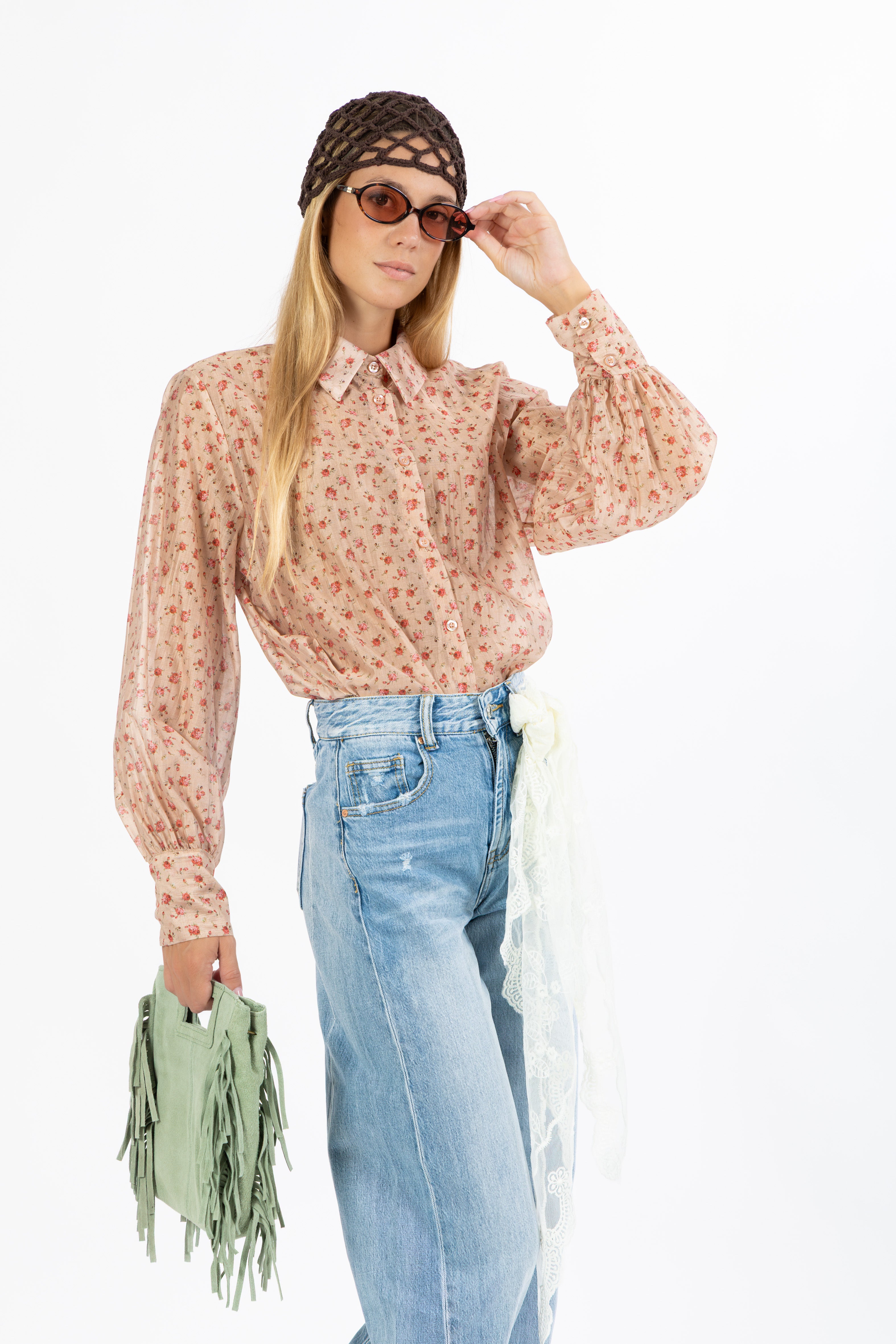Camicia floreale rosa