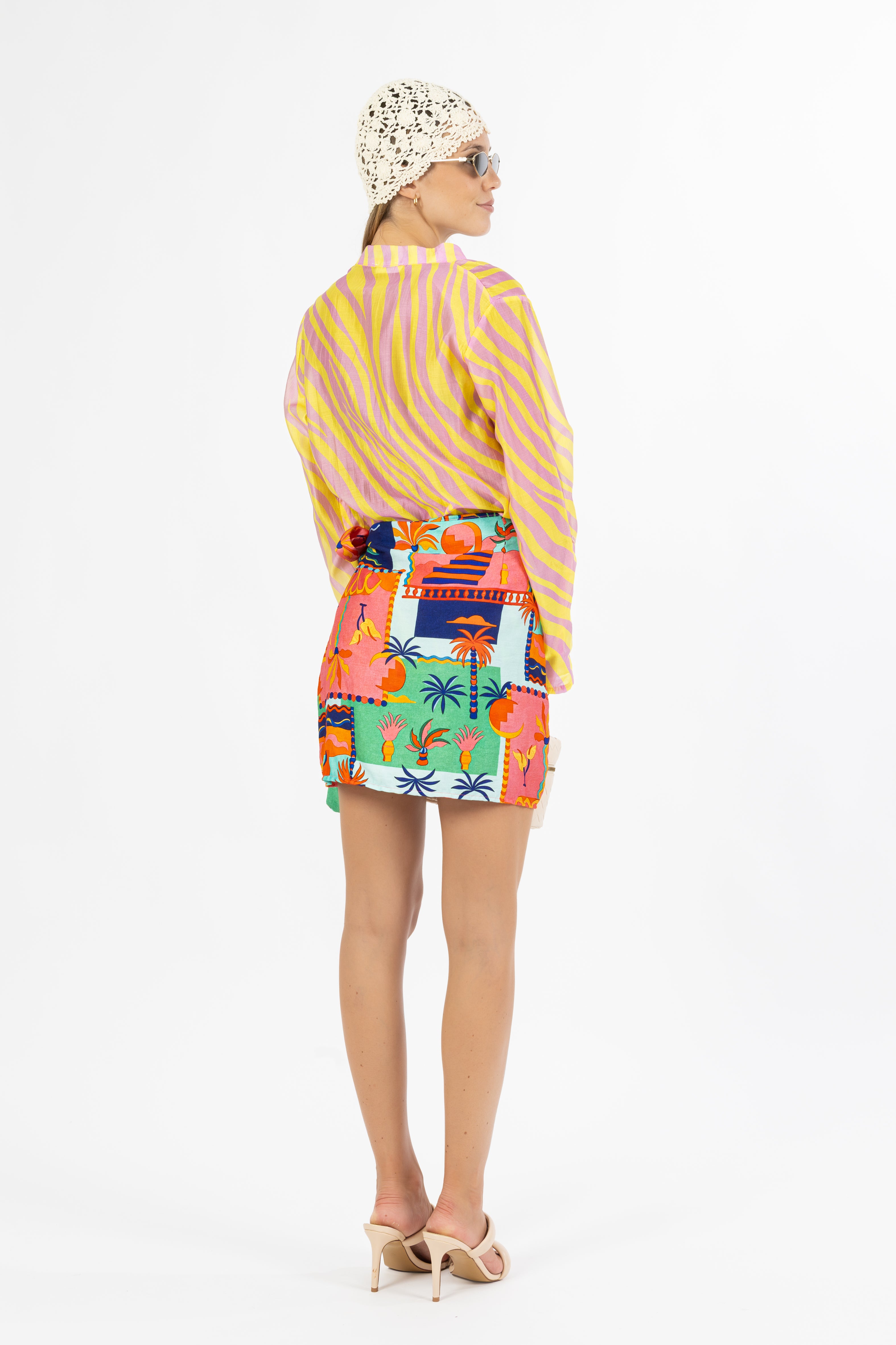 Camicia righe giallo e rosa