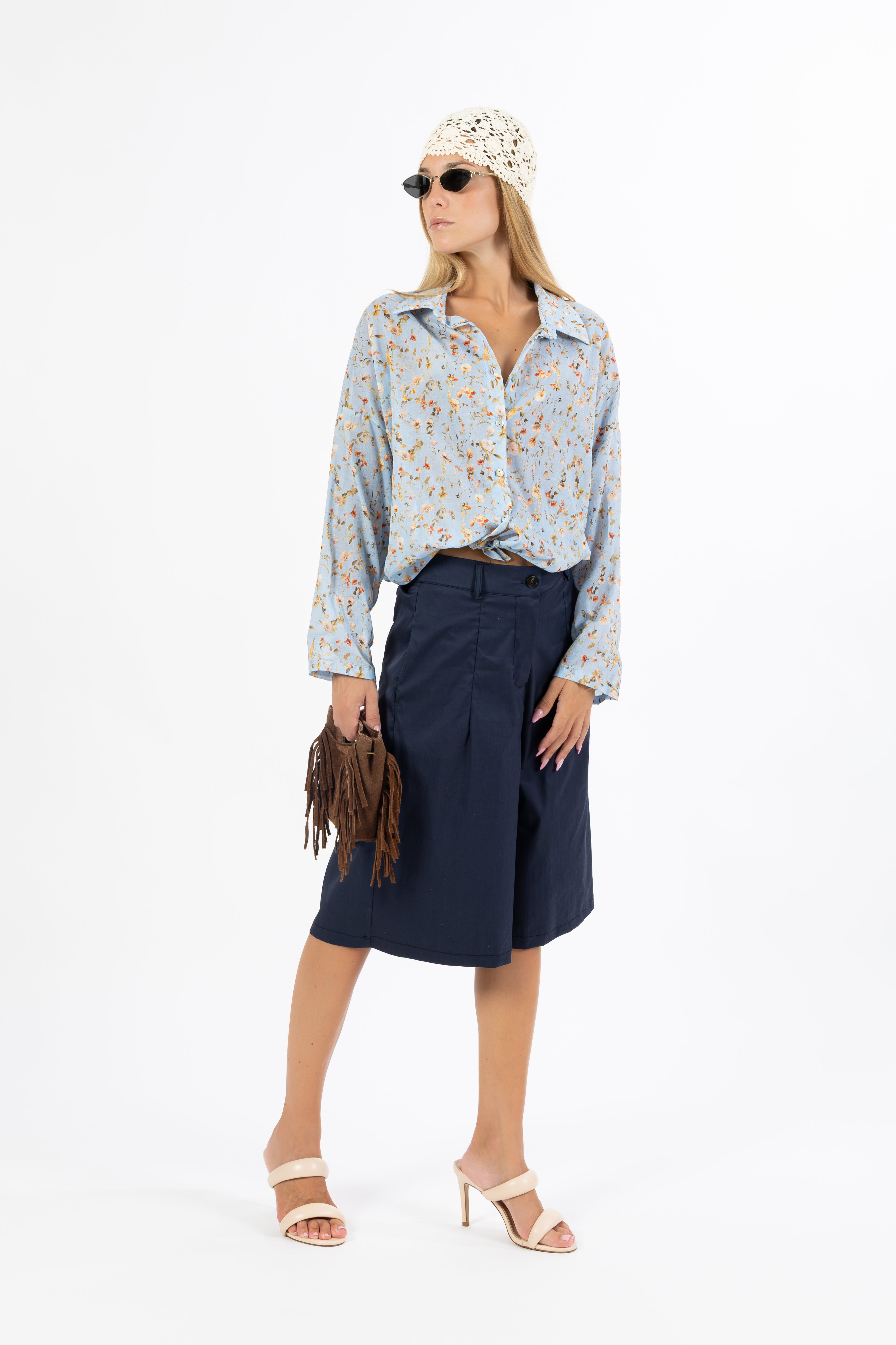 Camicia floreale azzurra