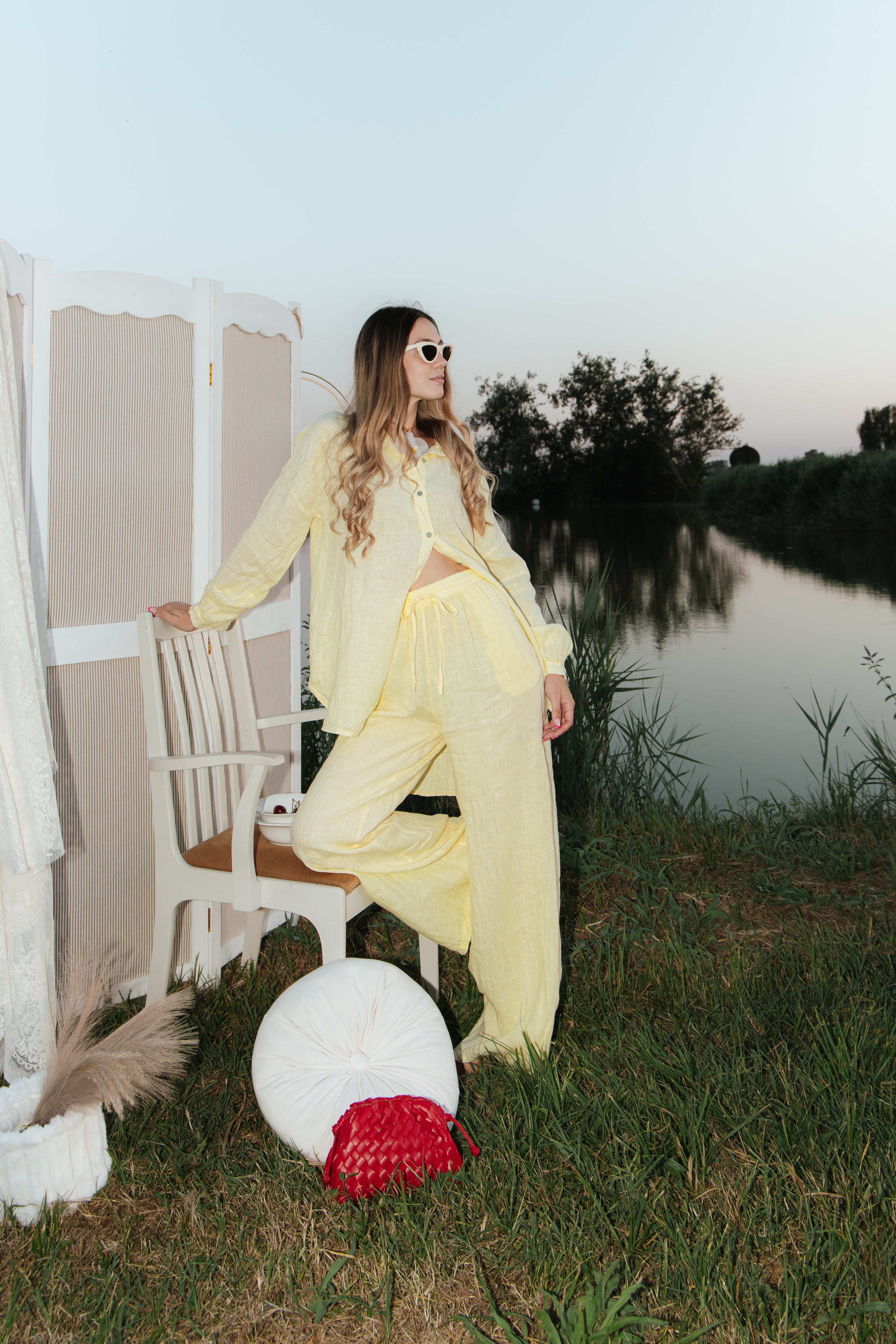 Pantalone lino giallo