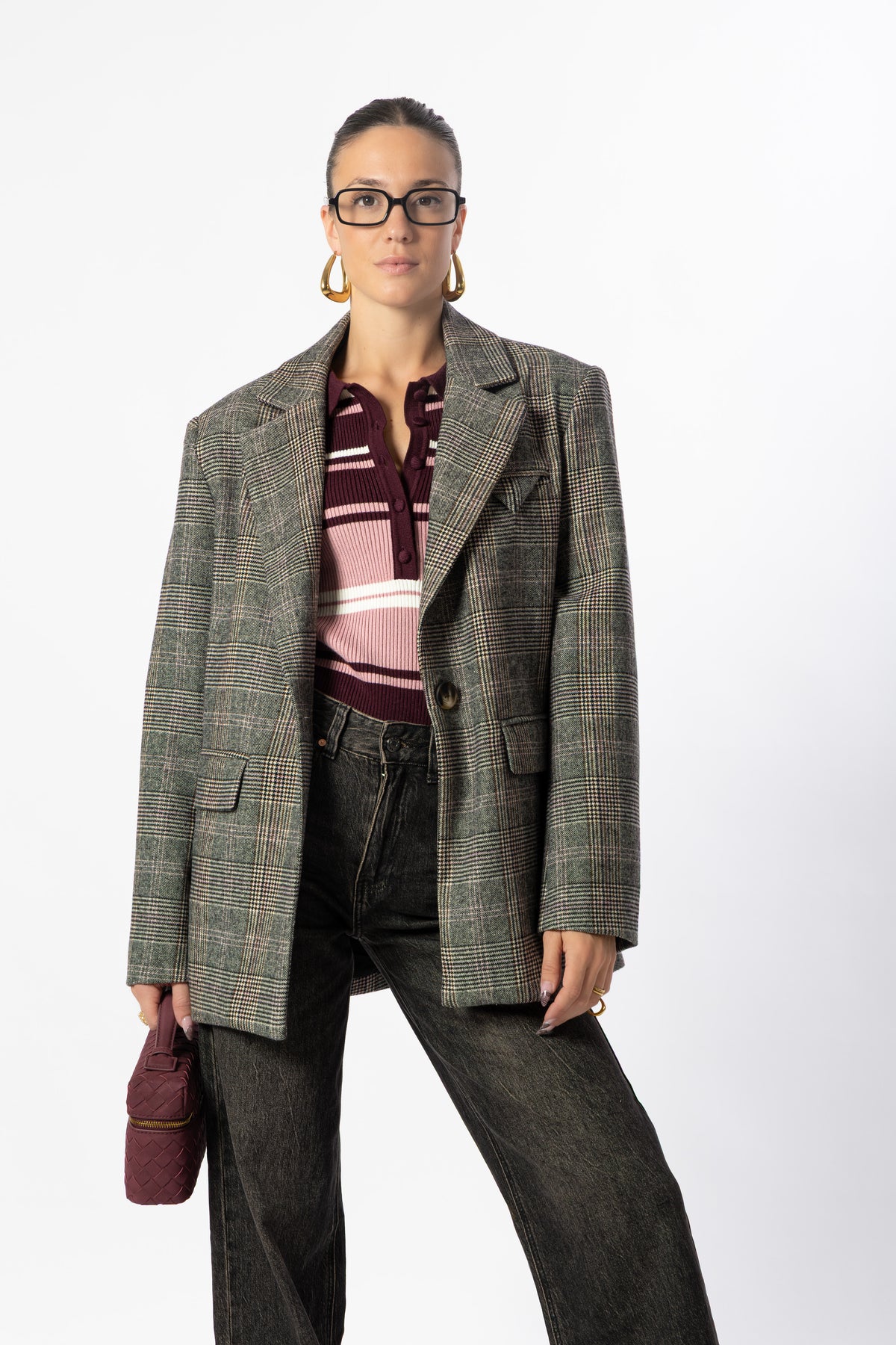 Blazer pied de poule grigio
