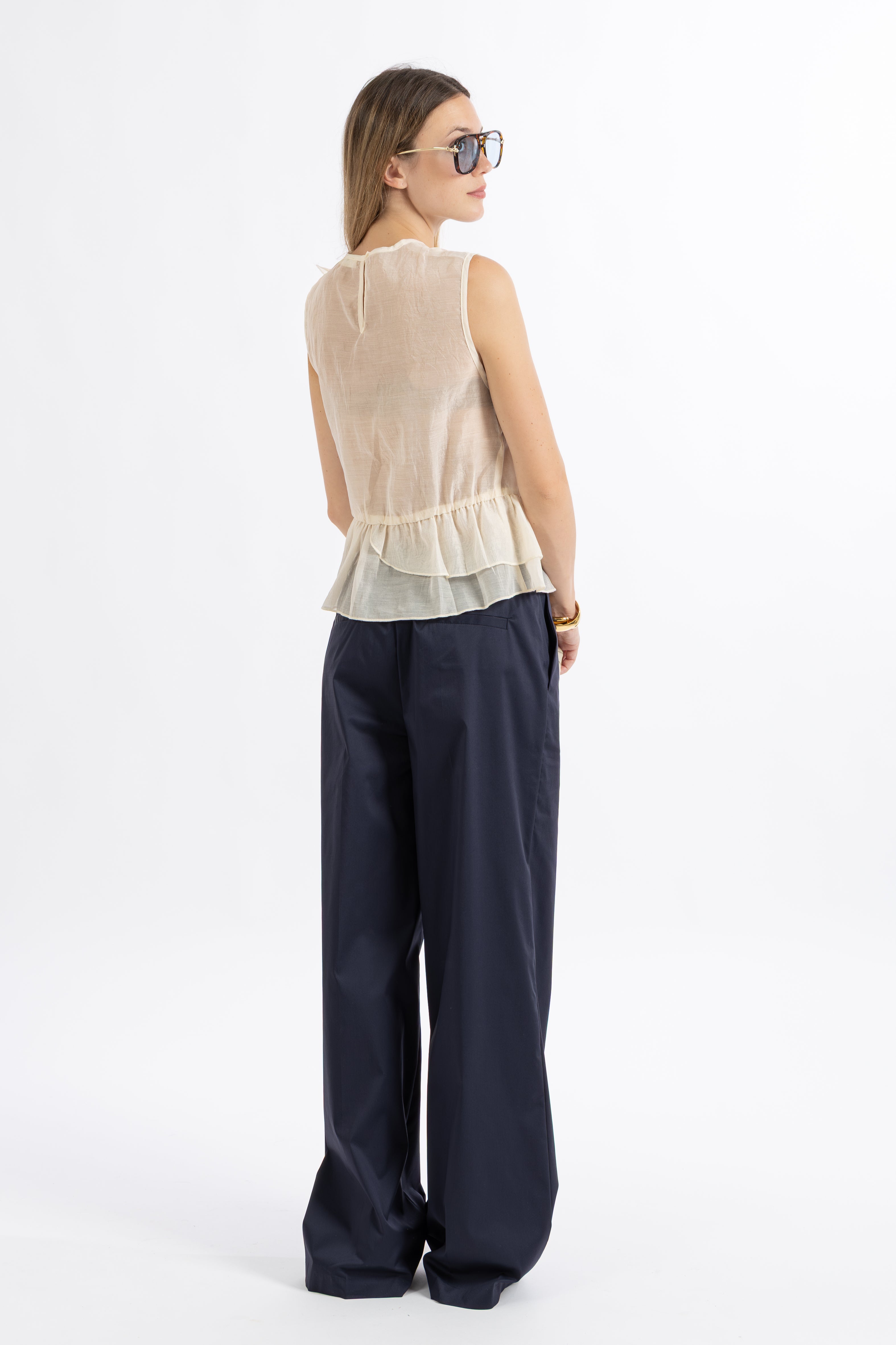 Pantalone blu popeline