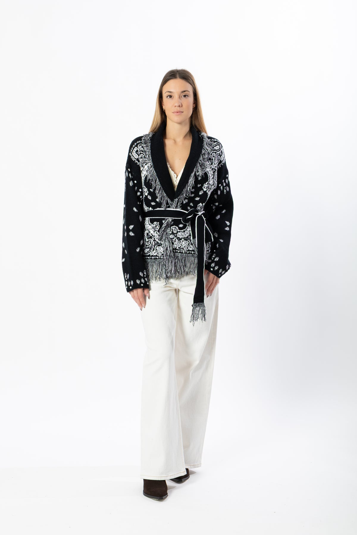 Cardigan bandana corto nero