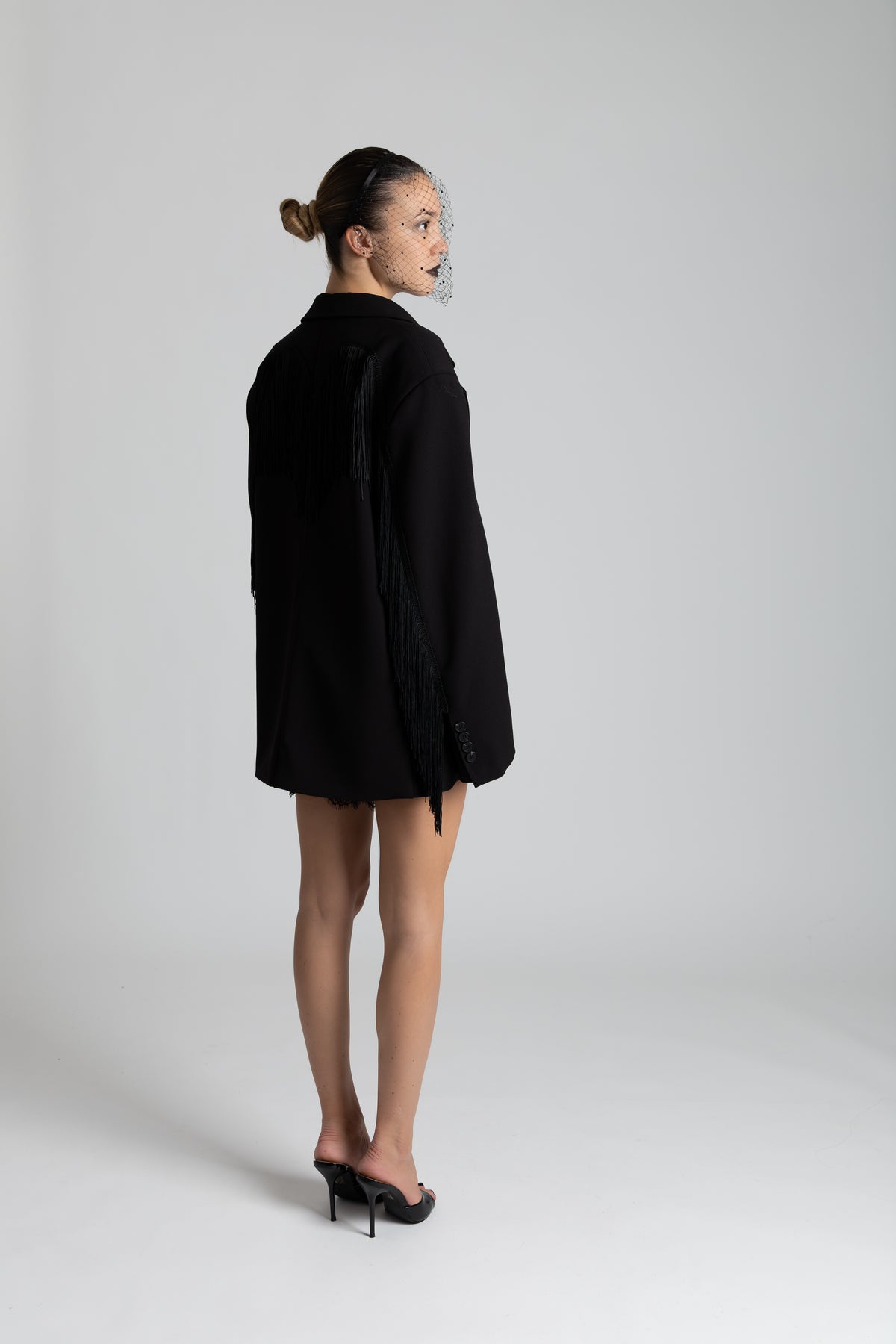 Blazer frange nero