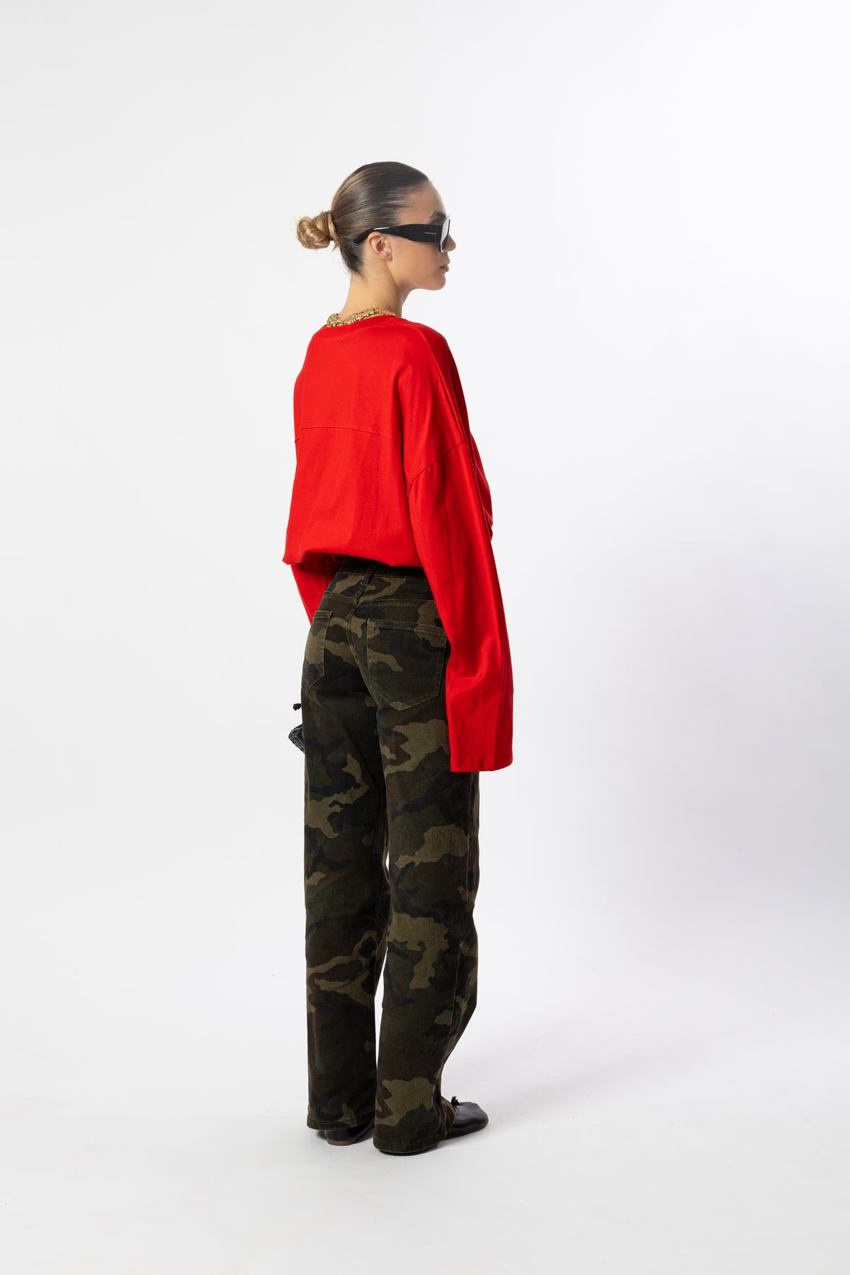 Jeans wide leg camouflage