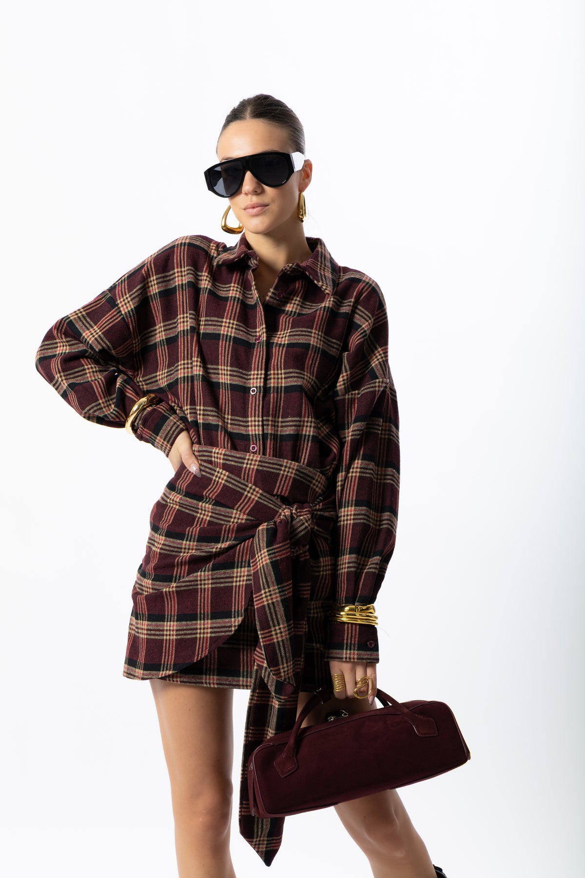 Minigonna tartan bordeaux