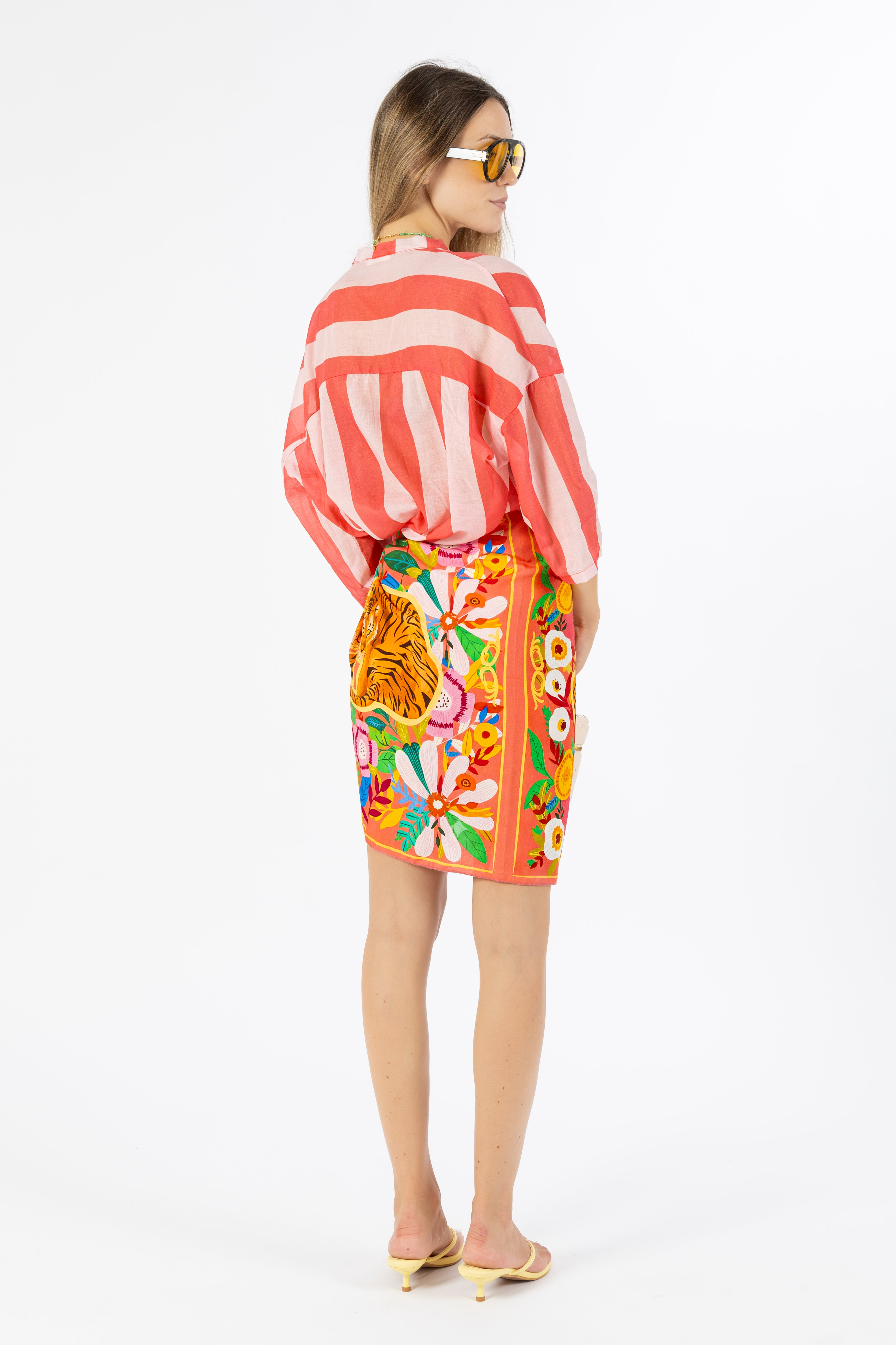 Gonna corta pareo Tiger & Flowers