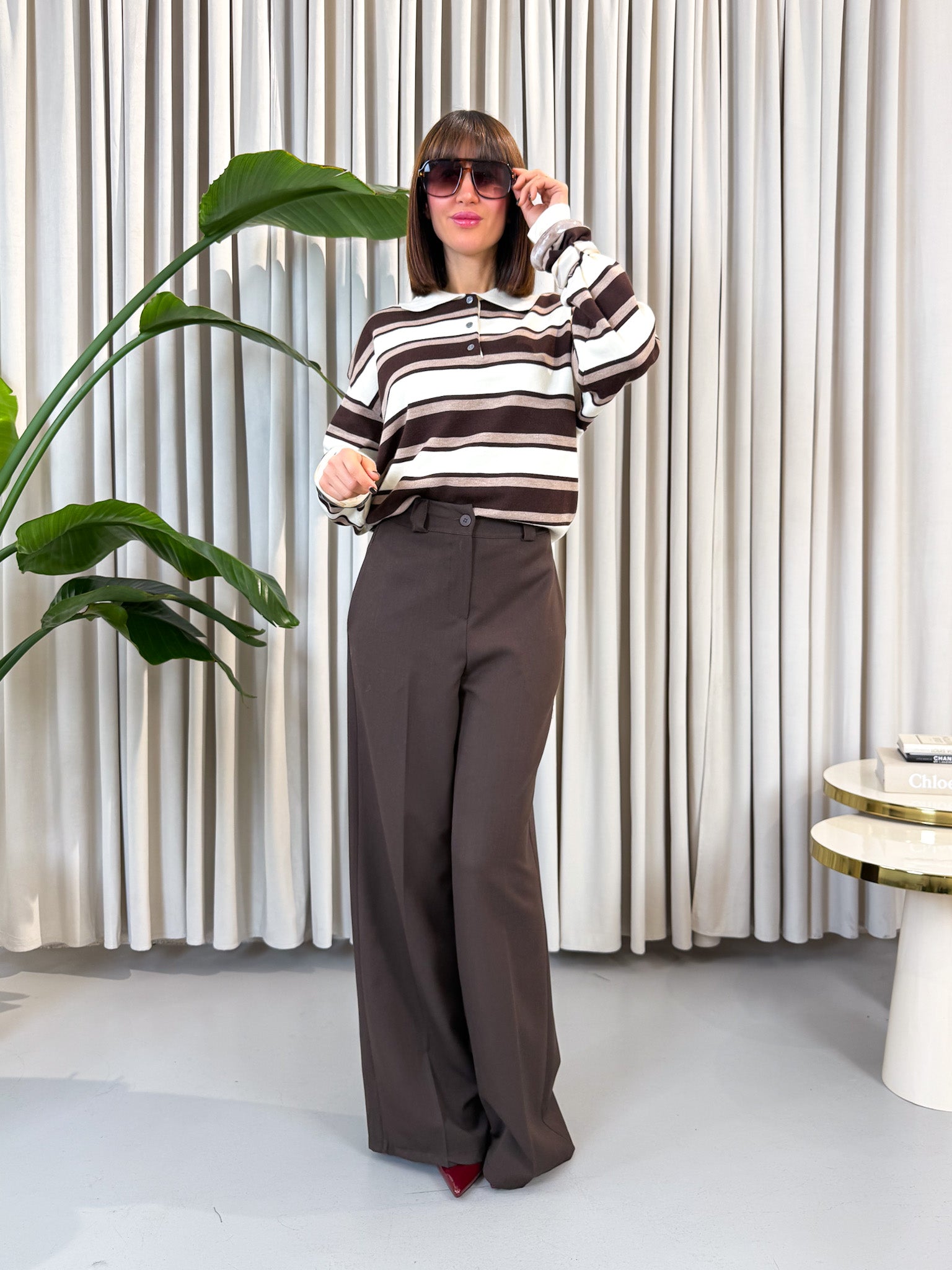 Pantalone a palazzo marrone