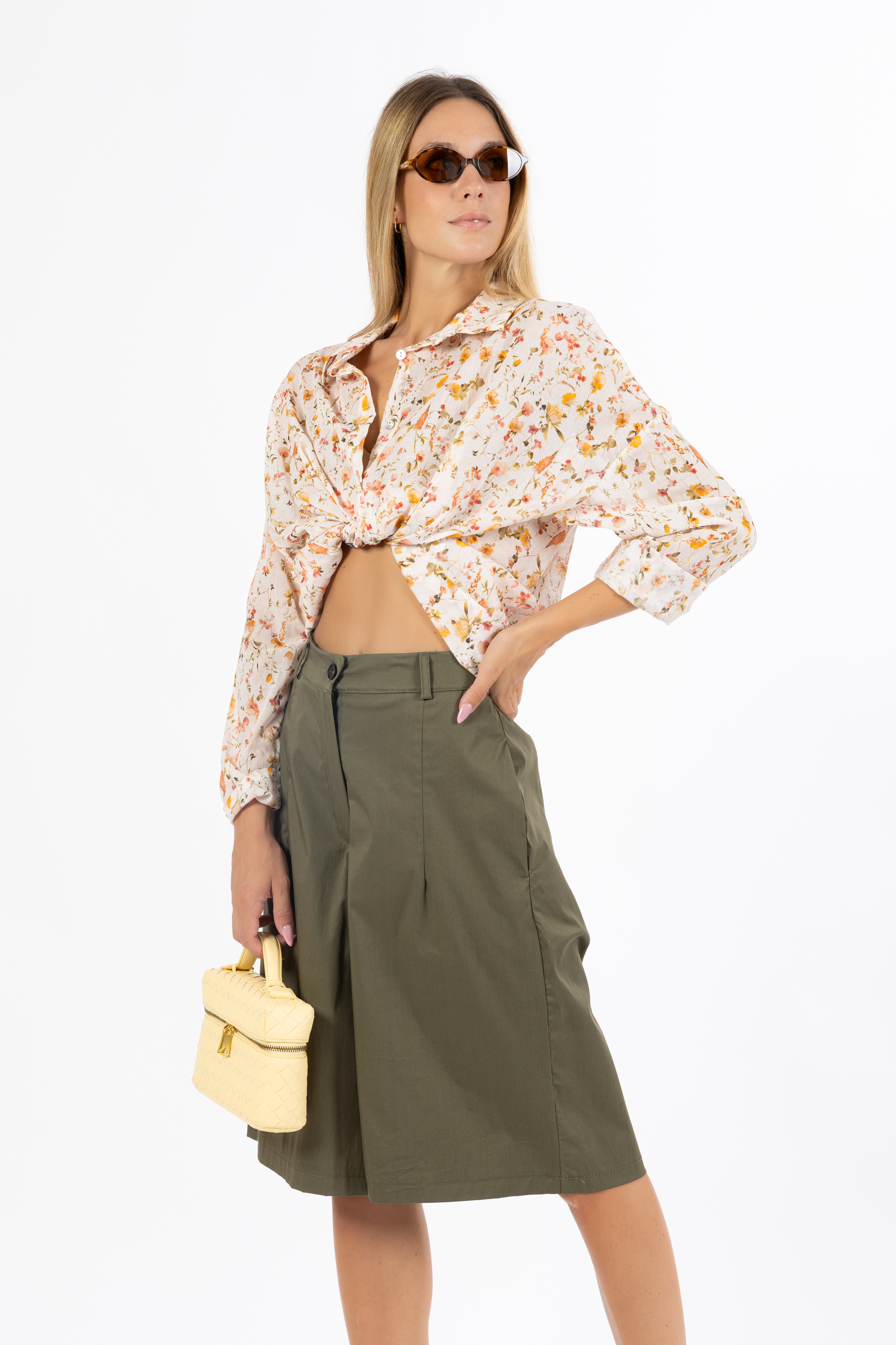 Camicia floreale panna
