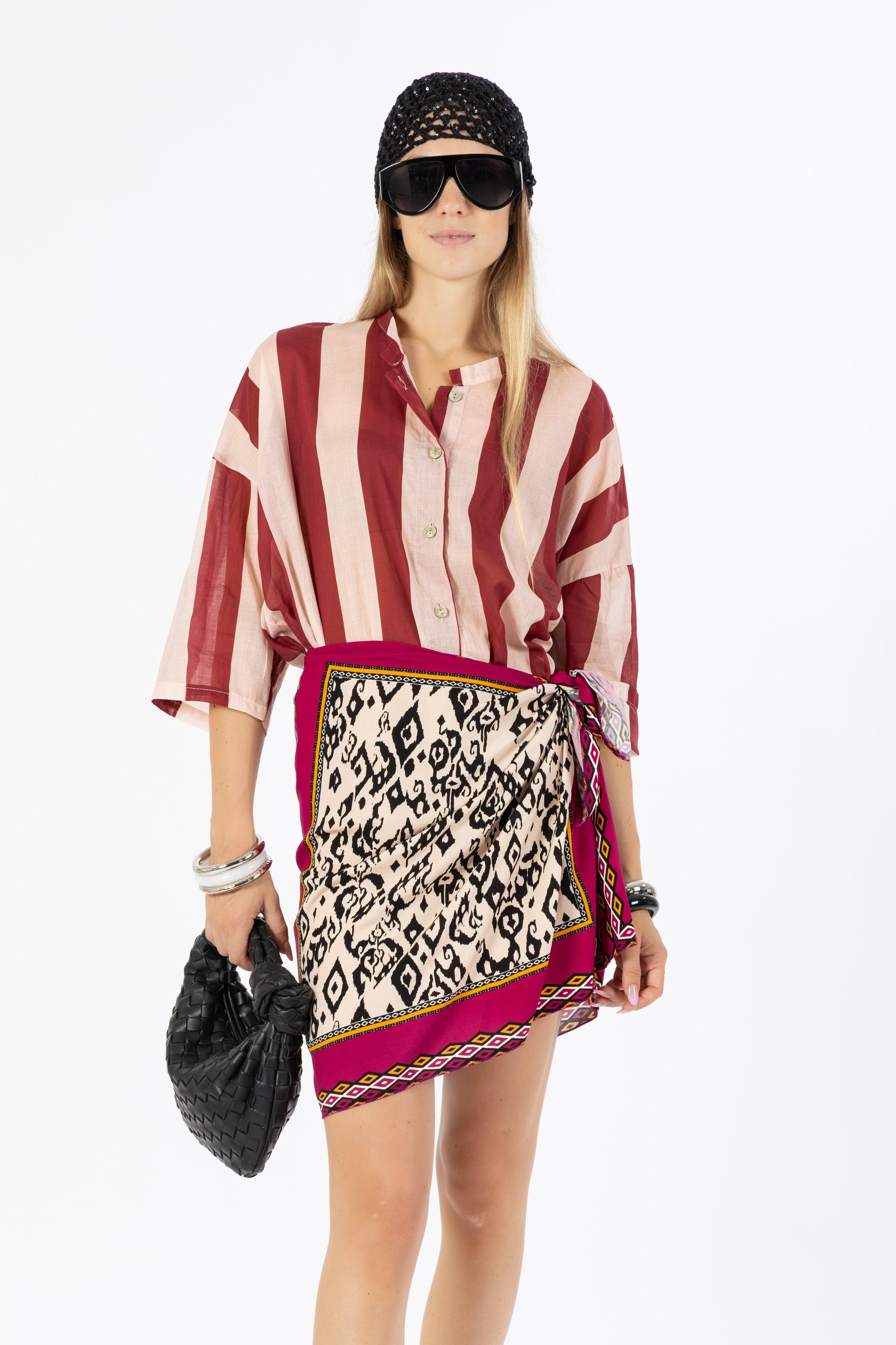 Camicia righe bordeaux