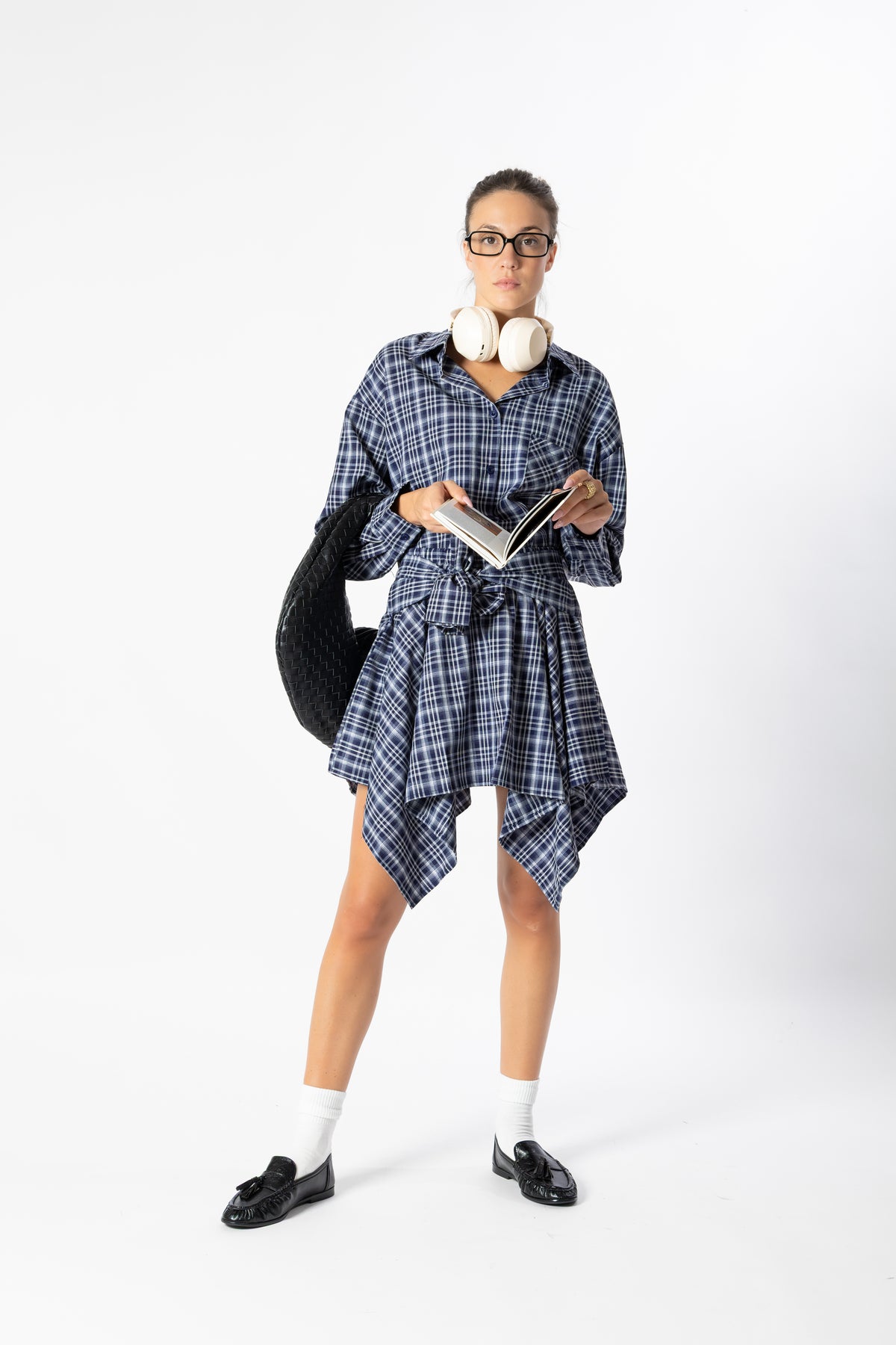 Camicia over quadri blu