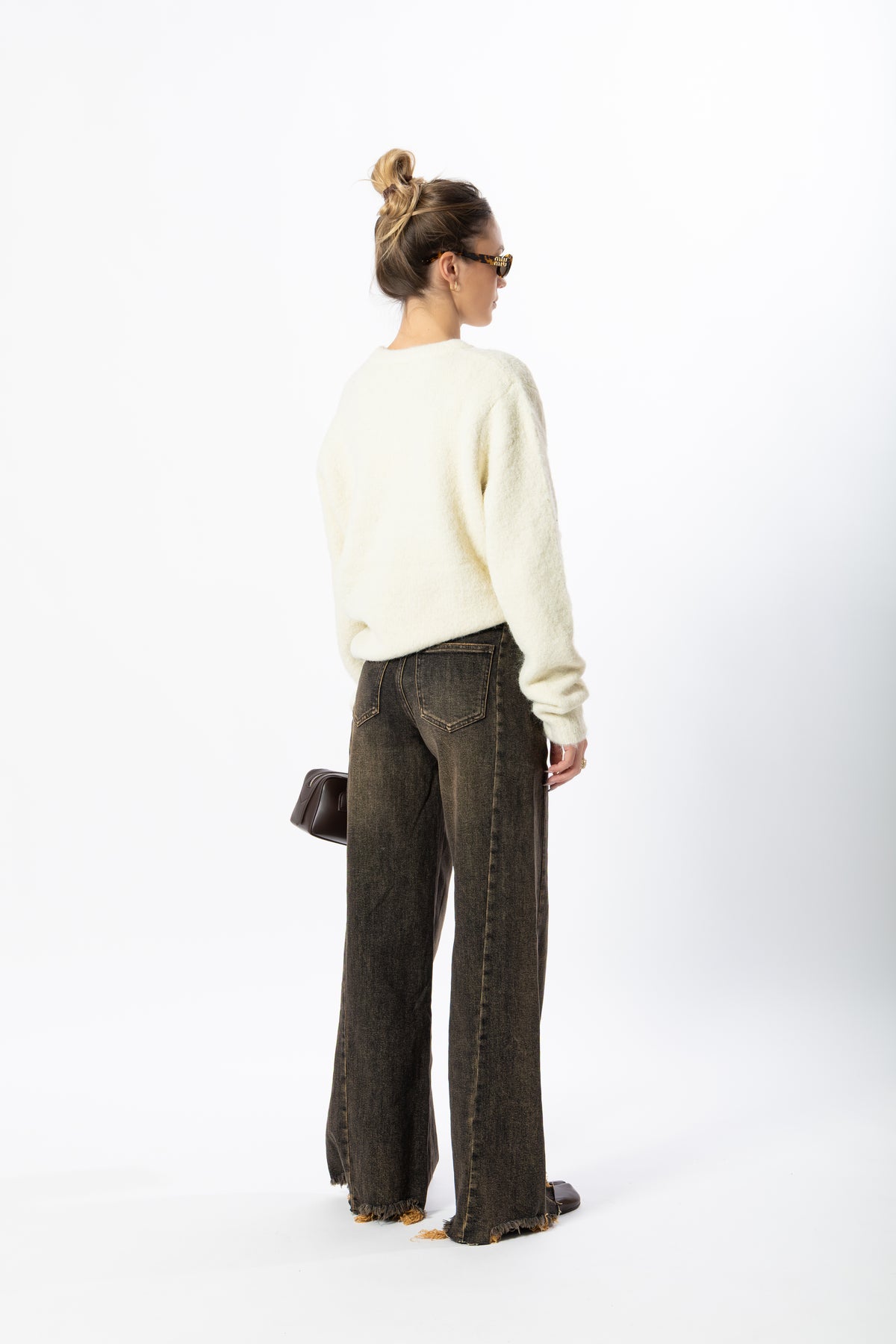 Jeans wide leg marrone
