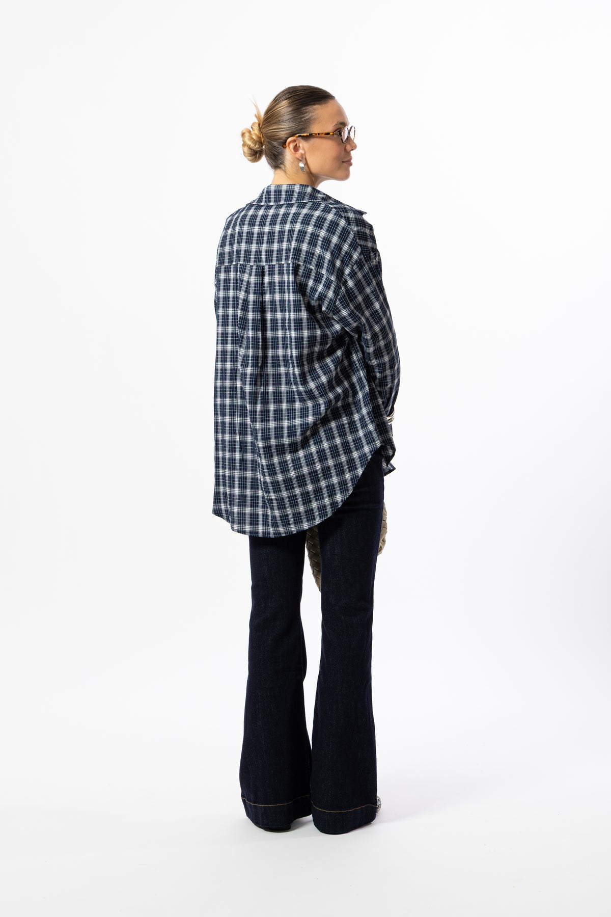 Camicia over quadri blu