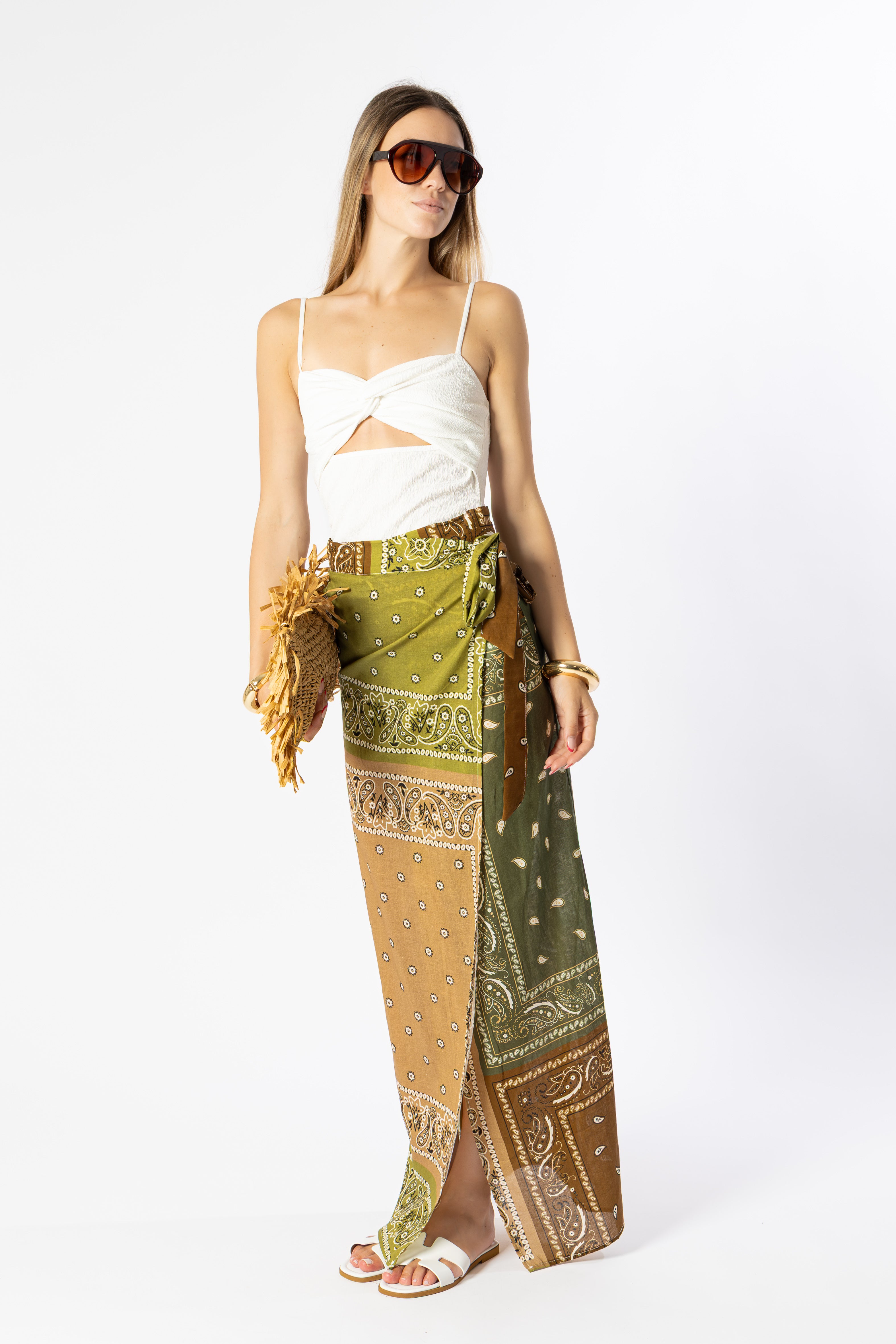 Pareo bandana verde/beige