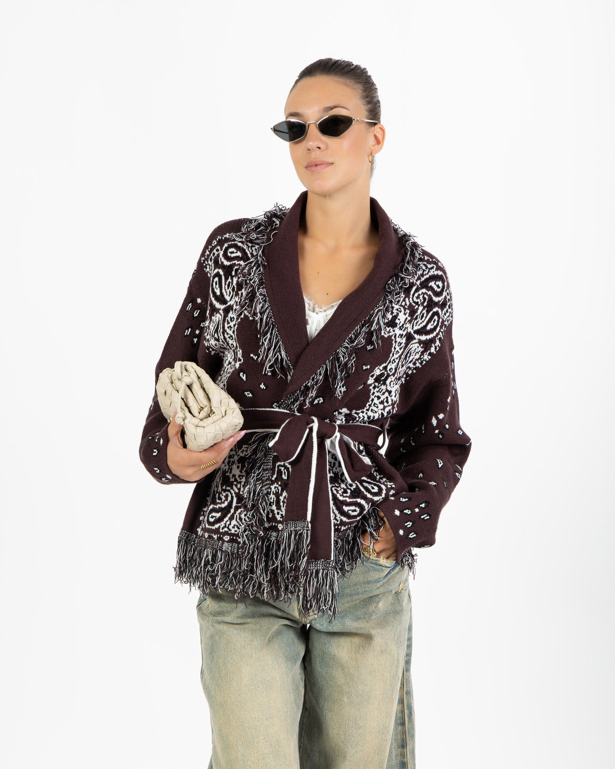 Cardigan bandana corto cioccolato