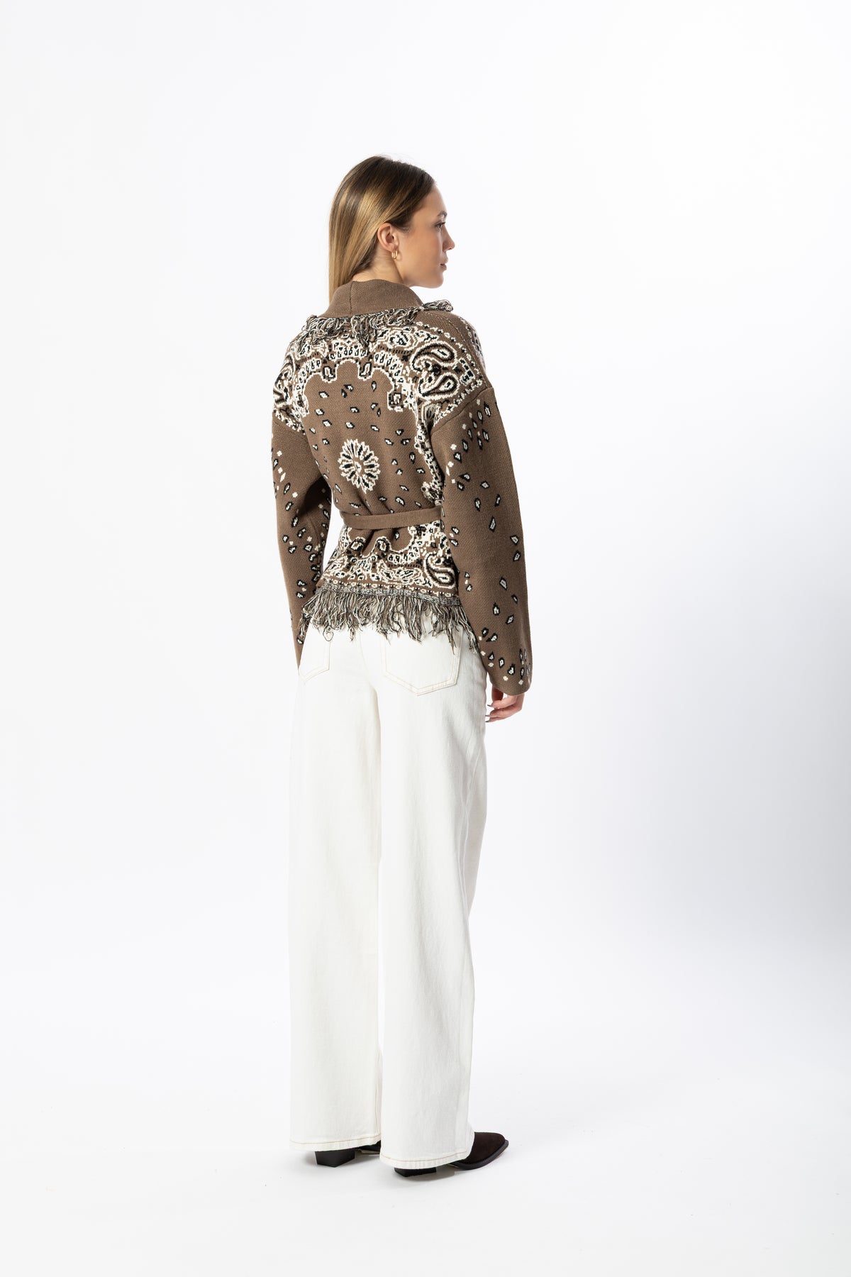 Cardigan bandana corto taupe