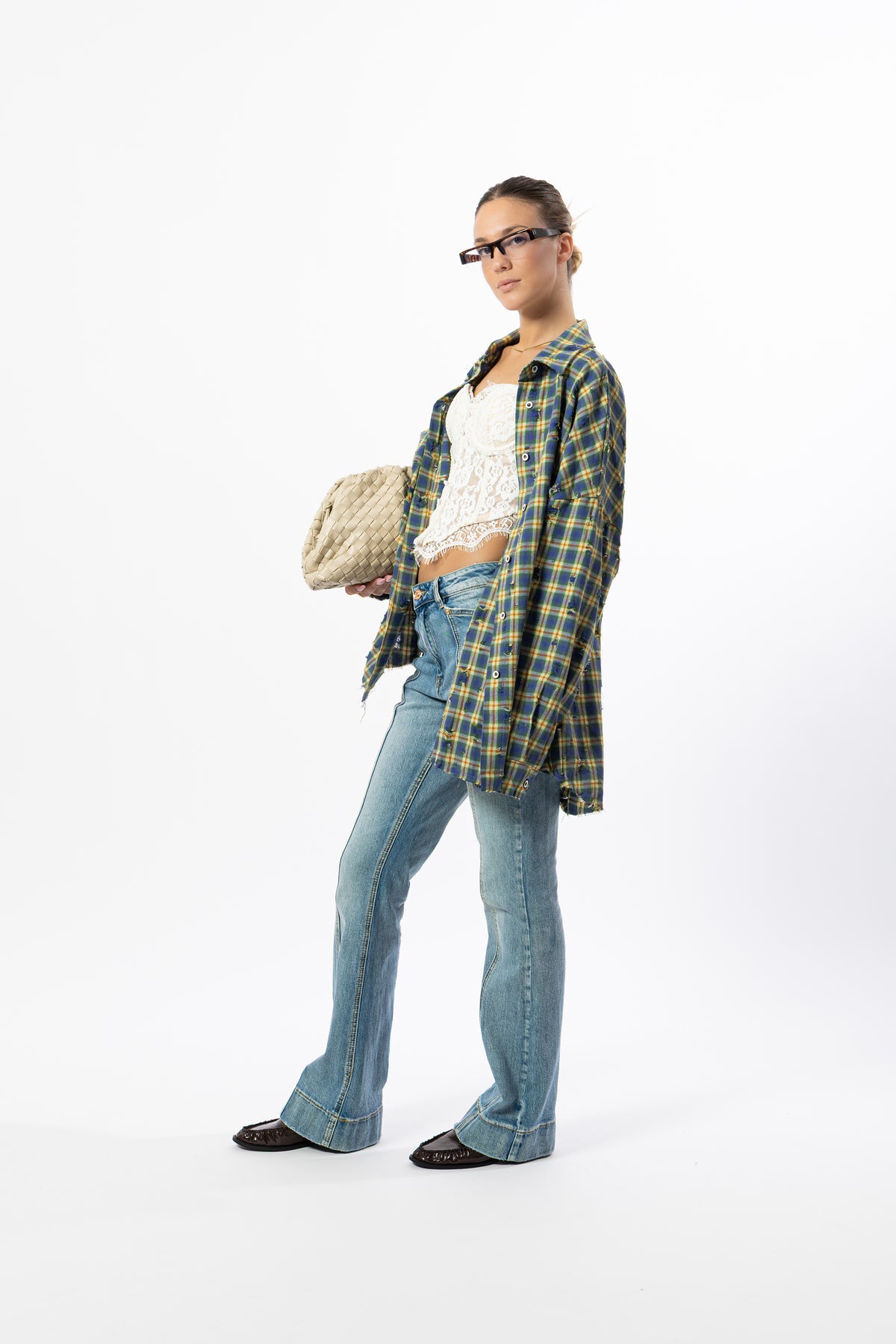 Camicia tartan azzurra