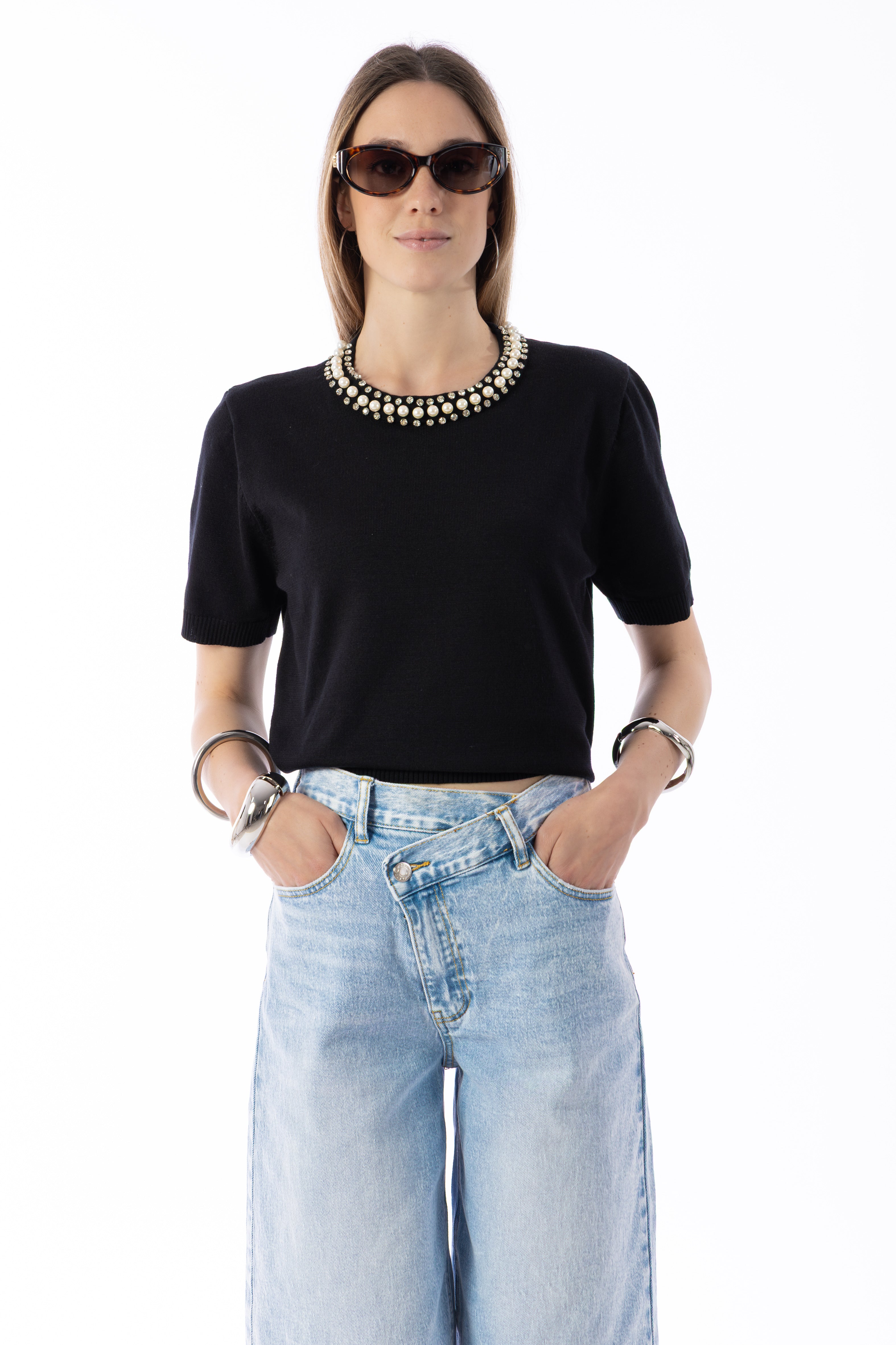 Maglia in filo con strass