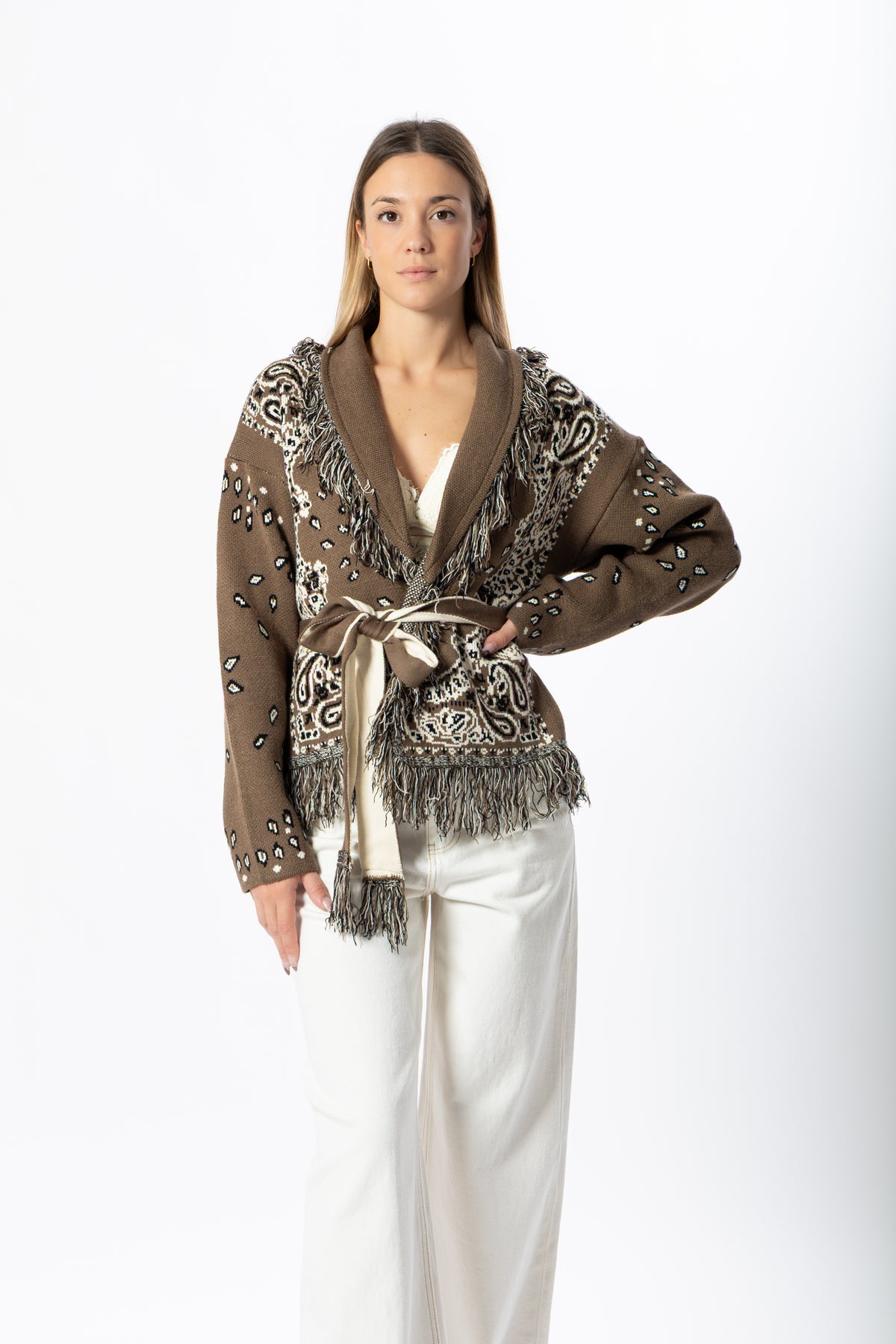 Cardigan bandana corto taupe