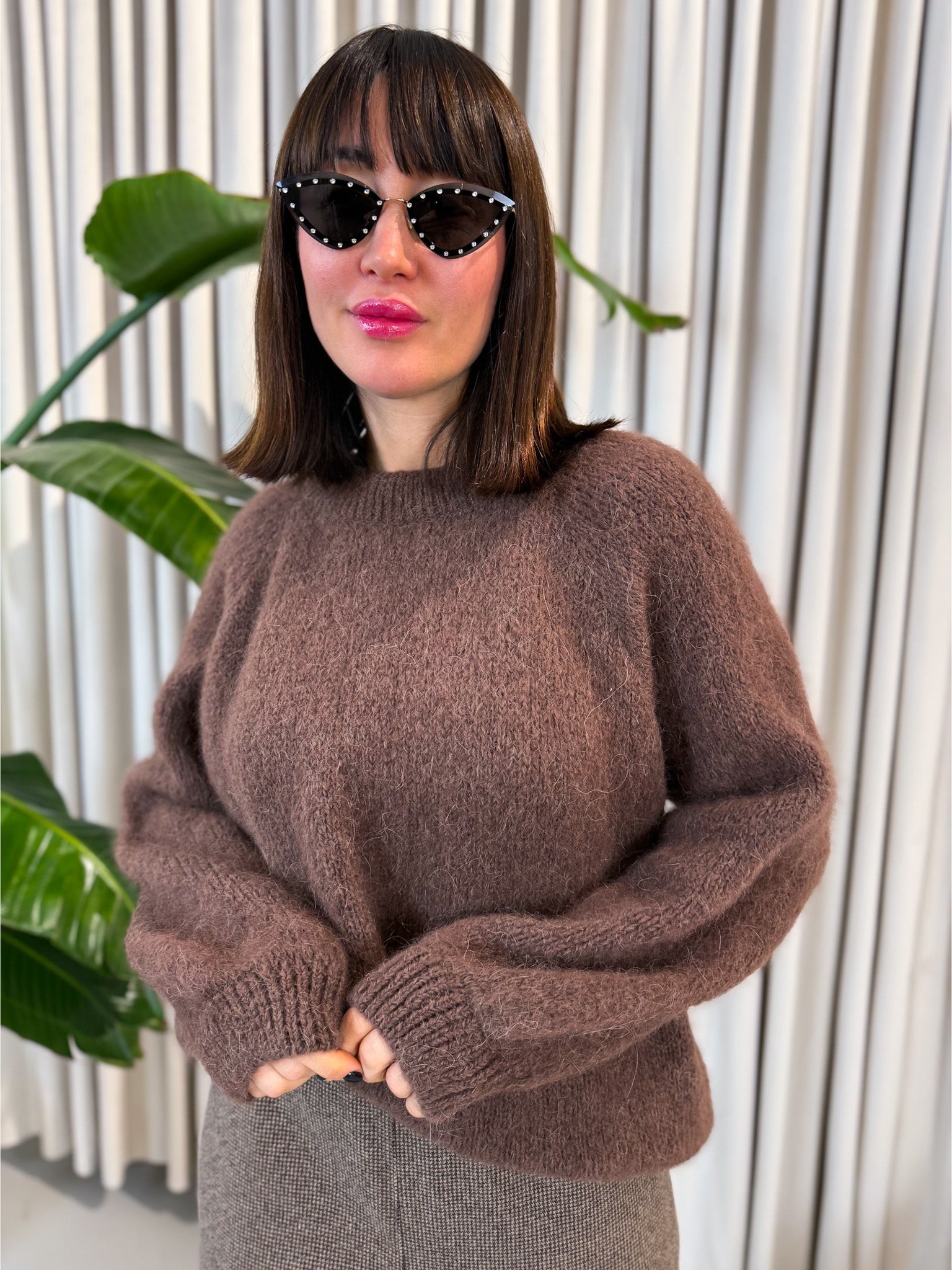 Maglione alpaca marrone