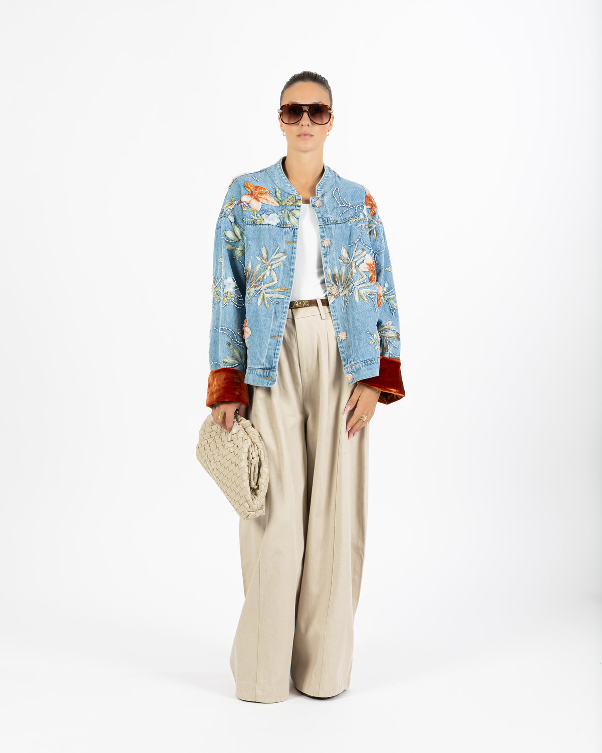 Giacca denim Sofia con strass