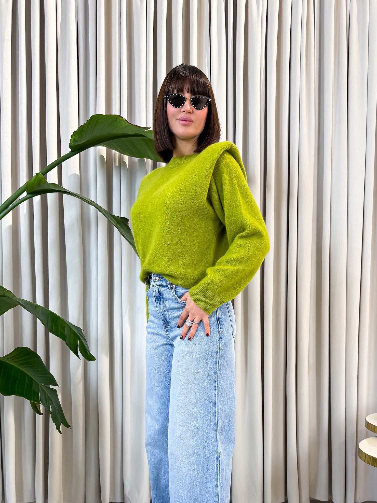 Maglione spalline oliva