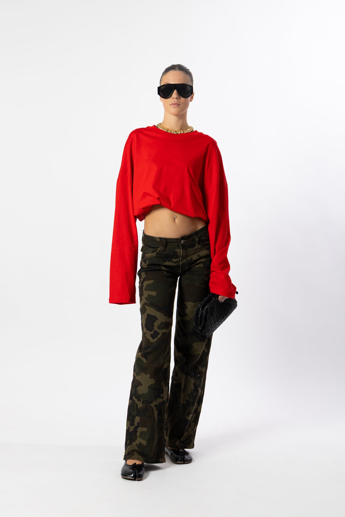 Jeans wide leg camouflage