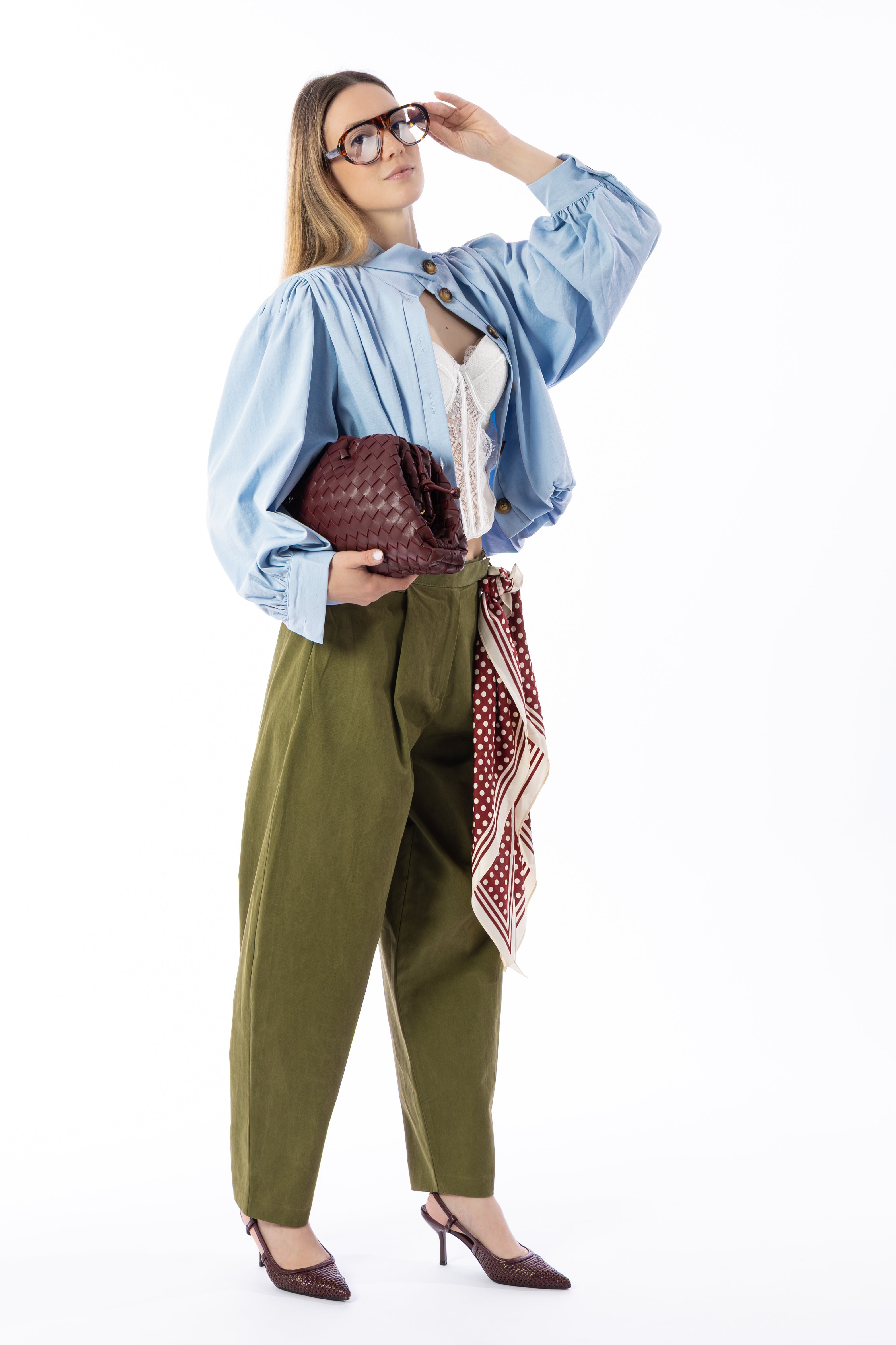 Blusa crop azzurra