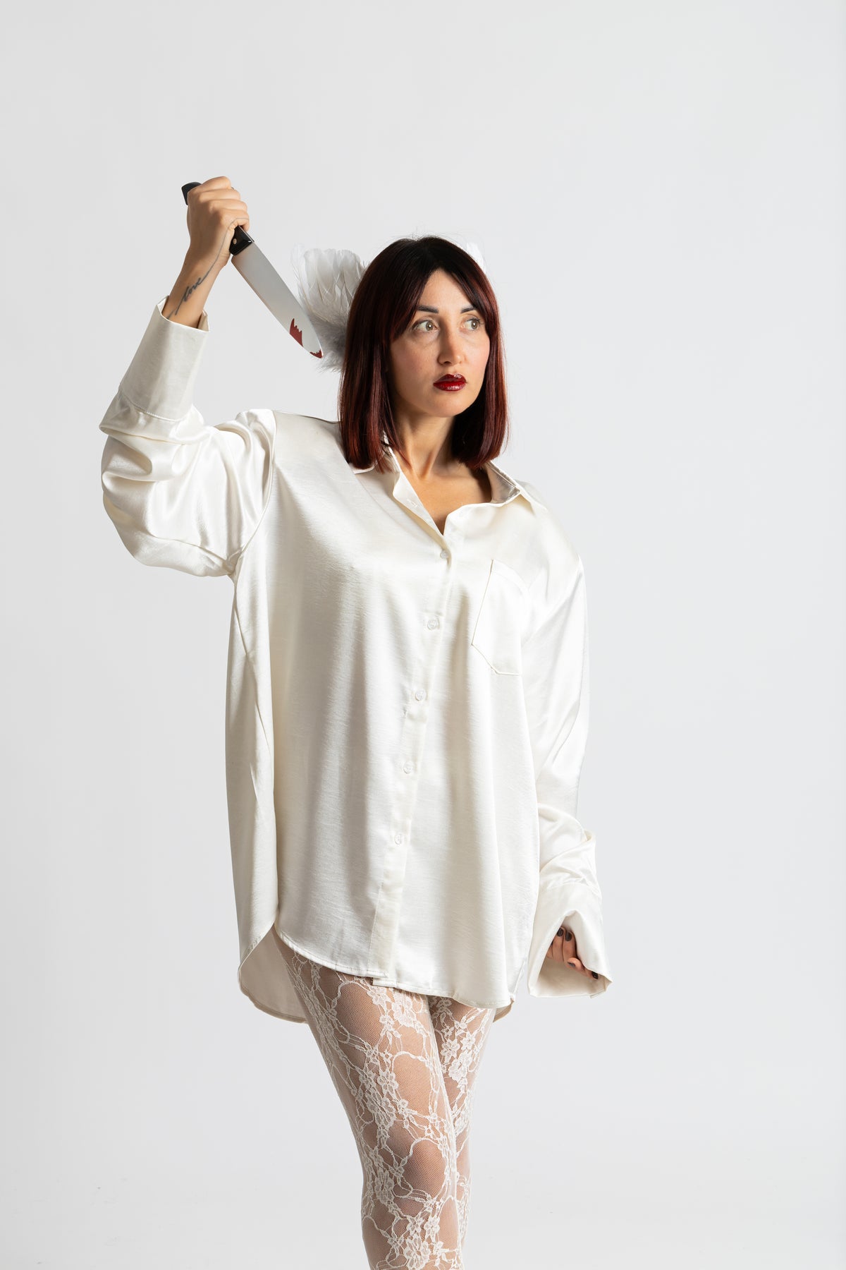 Camicia over raso champagne