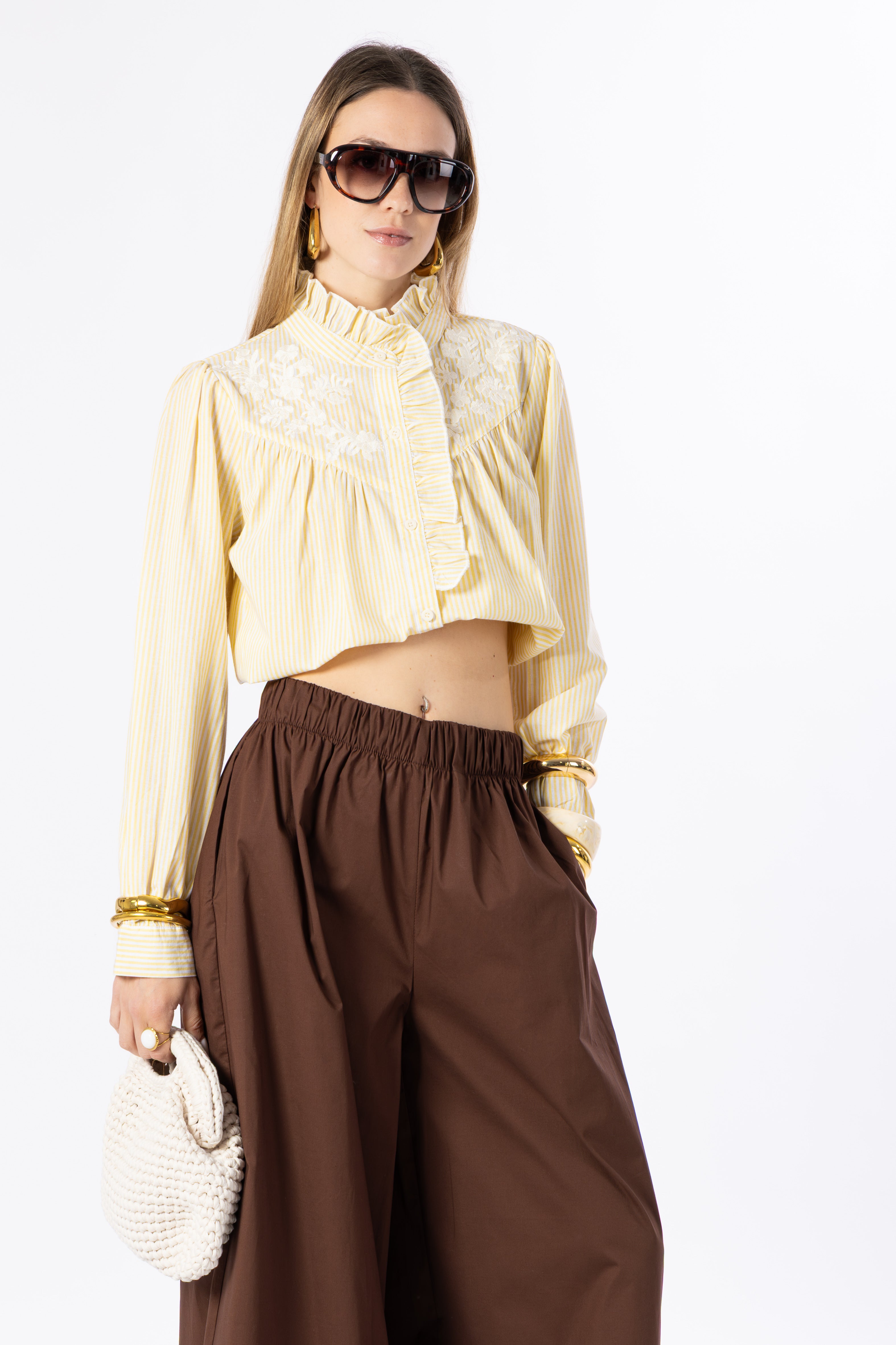 Camicia gessata gialla